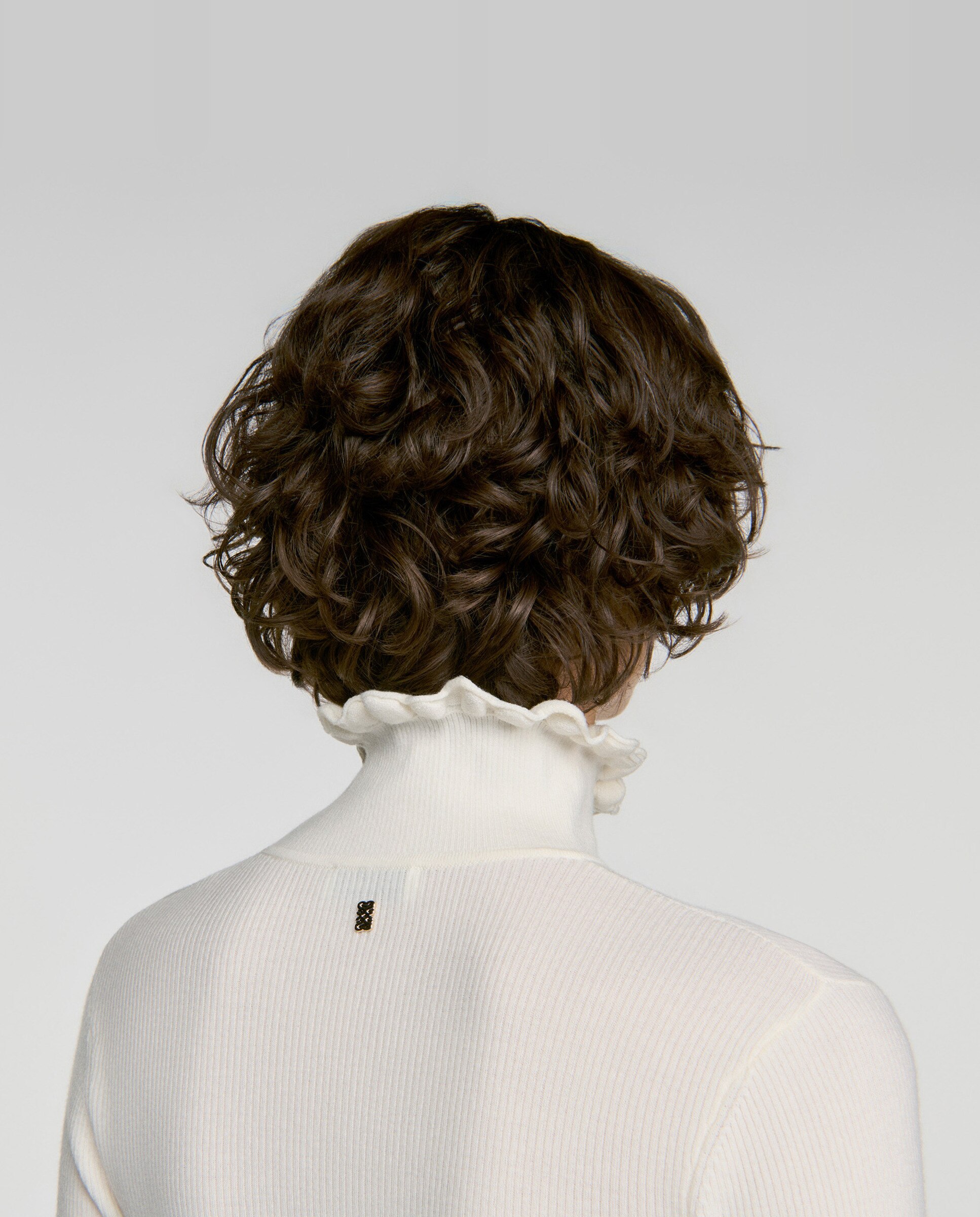 Jersey de mujer de punto de canalé con cuello vuelto con volante de lana - Sandro - Blanco Blanco-5