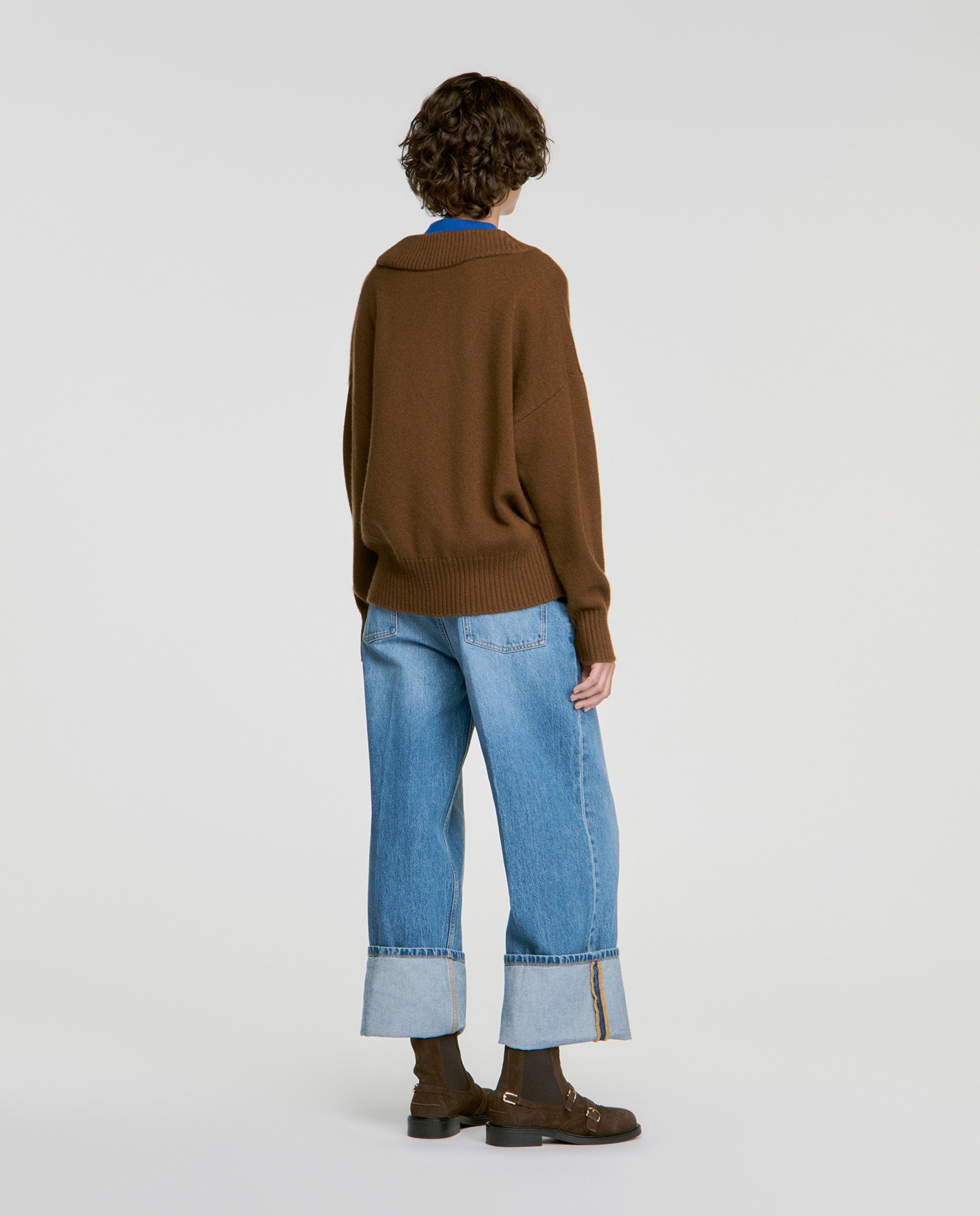 Jersey de mujer 2 en 1 con cuello polo de lana y cachemira - Sandro - Camel Camel-2