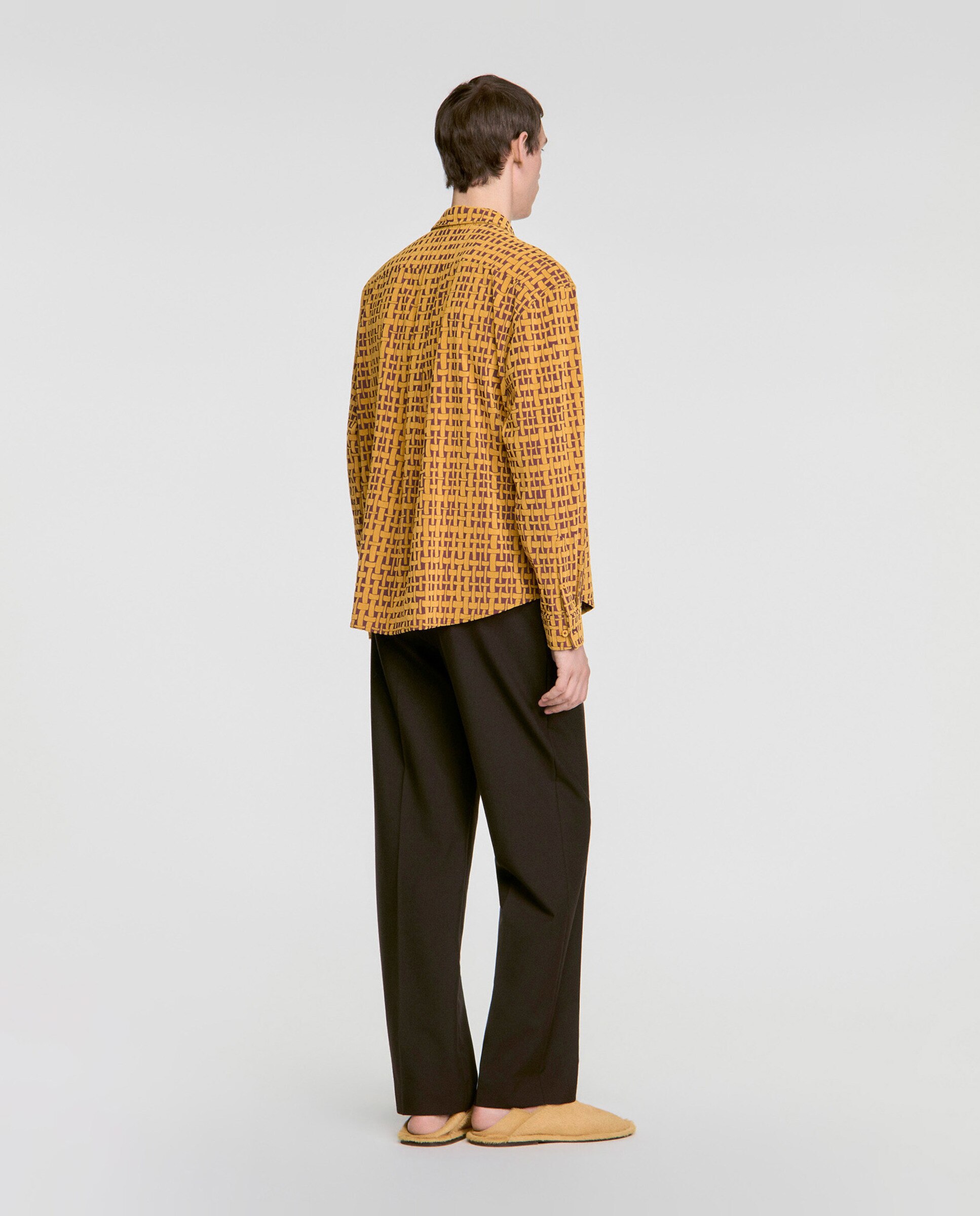 Camisa de vestir de hombre con motivo flocado terciopelo y corte ancho - Sandro - Amarillo Amarillo-2