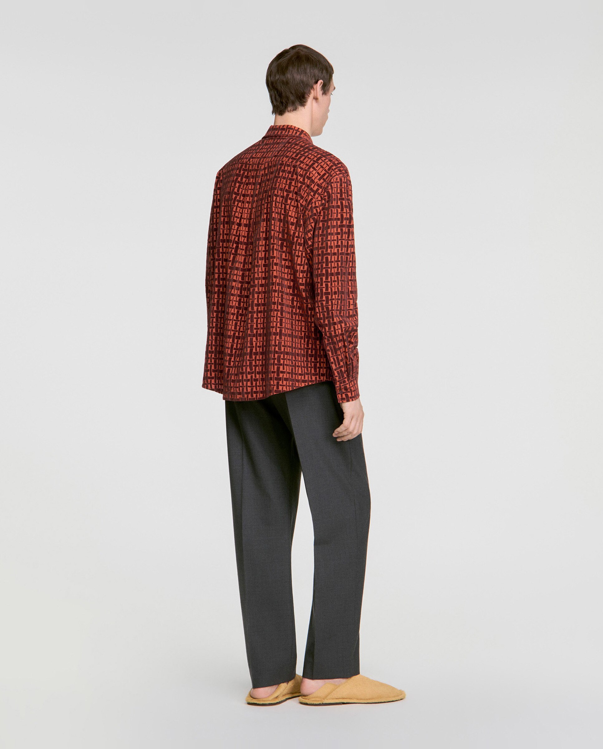 Camisa de vestir de hombre con motivo flocado terciopelo y corte ancho - Sandro - Naranja Naranja-2