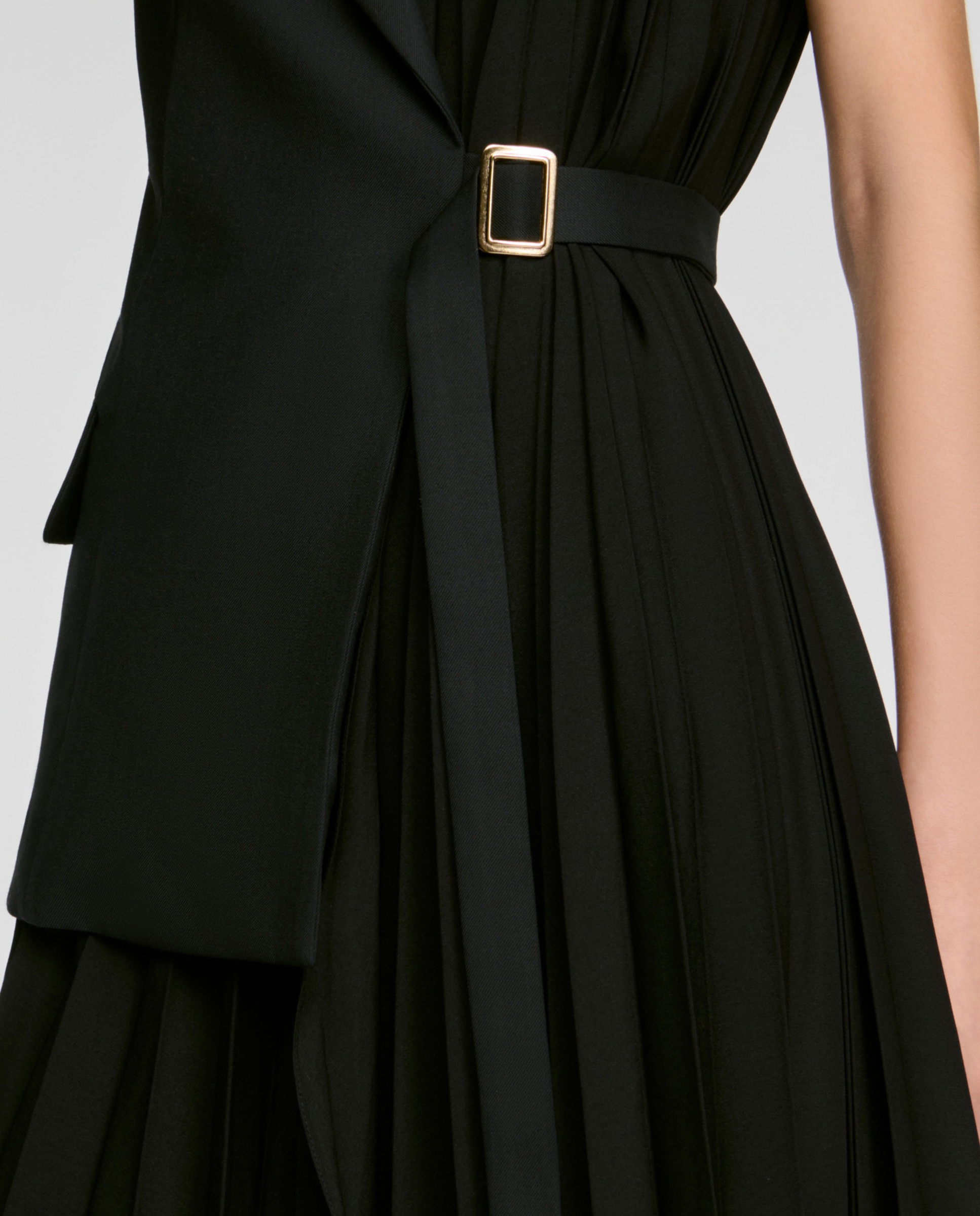 Vestido midi cruzado 2 en 1 asimétrico - Sandro - Negro Negro-3