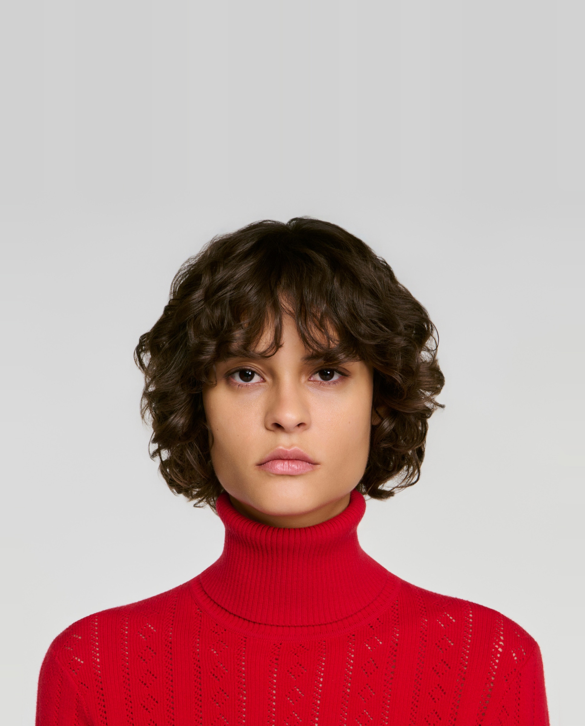 Jersey de mujer de cuello vuelto trenzado - Sandro - Rojo Rojo-5