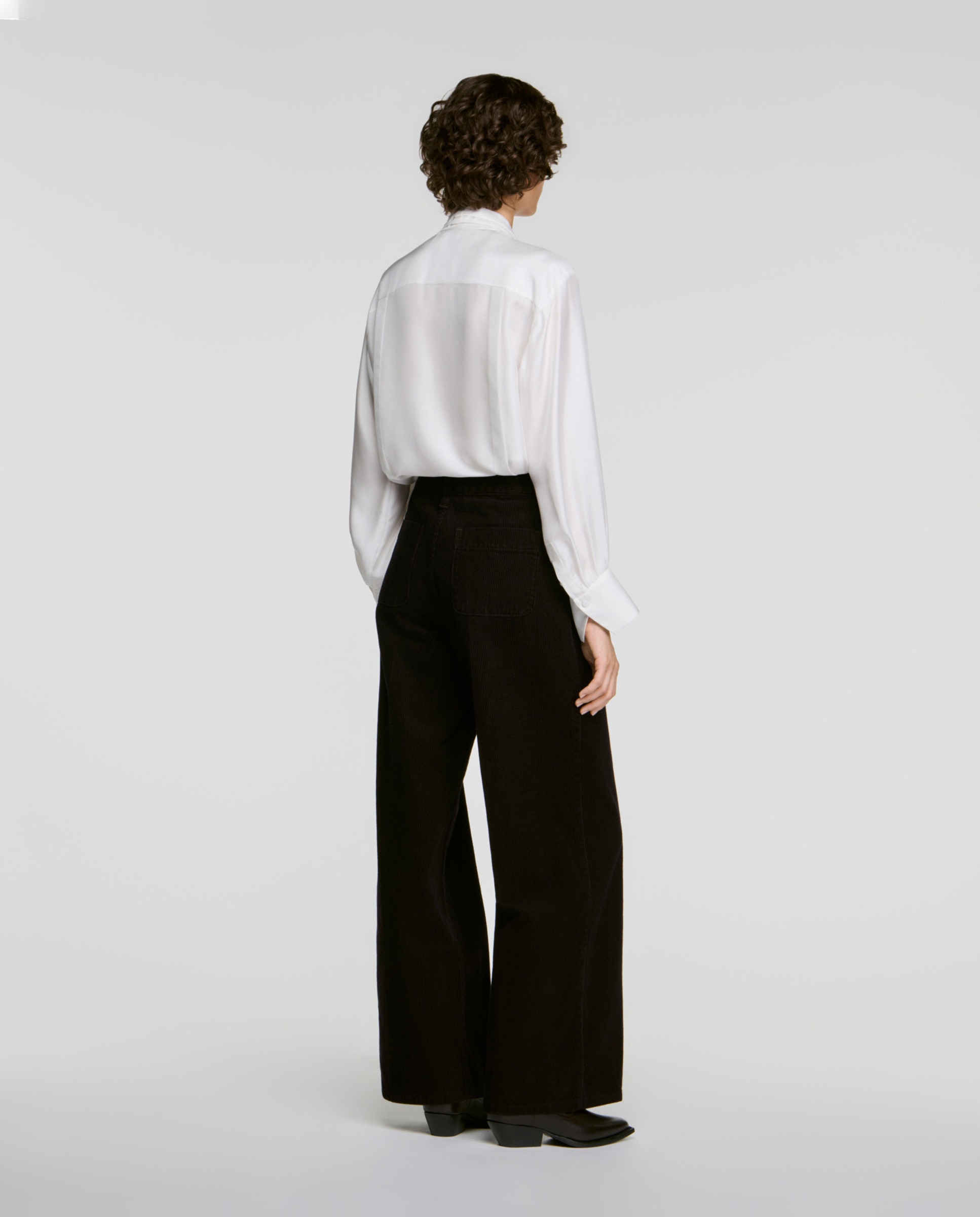 Pantalones de mujer rectos de terciopelo 100% algodón - Sandro - Rojo Rojo-3