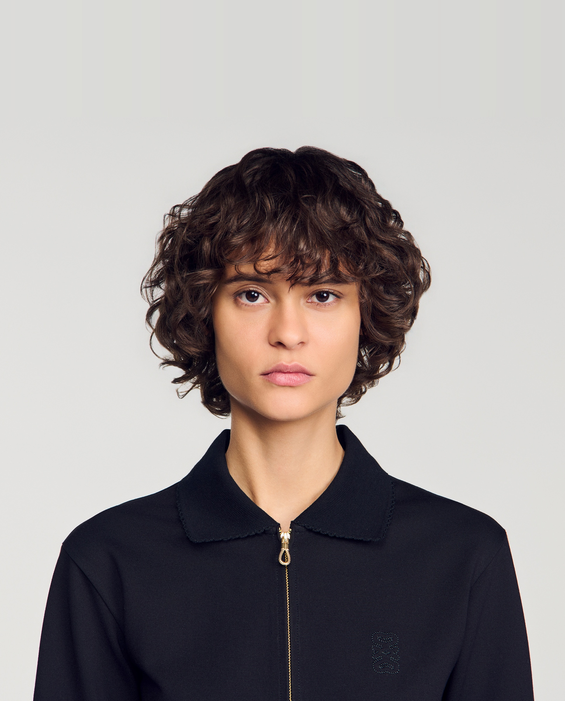 Camiseta de mujer peplo cuello polo - Sandro - Negro Negro-4