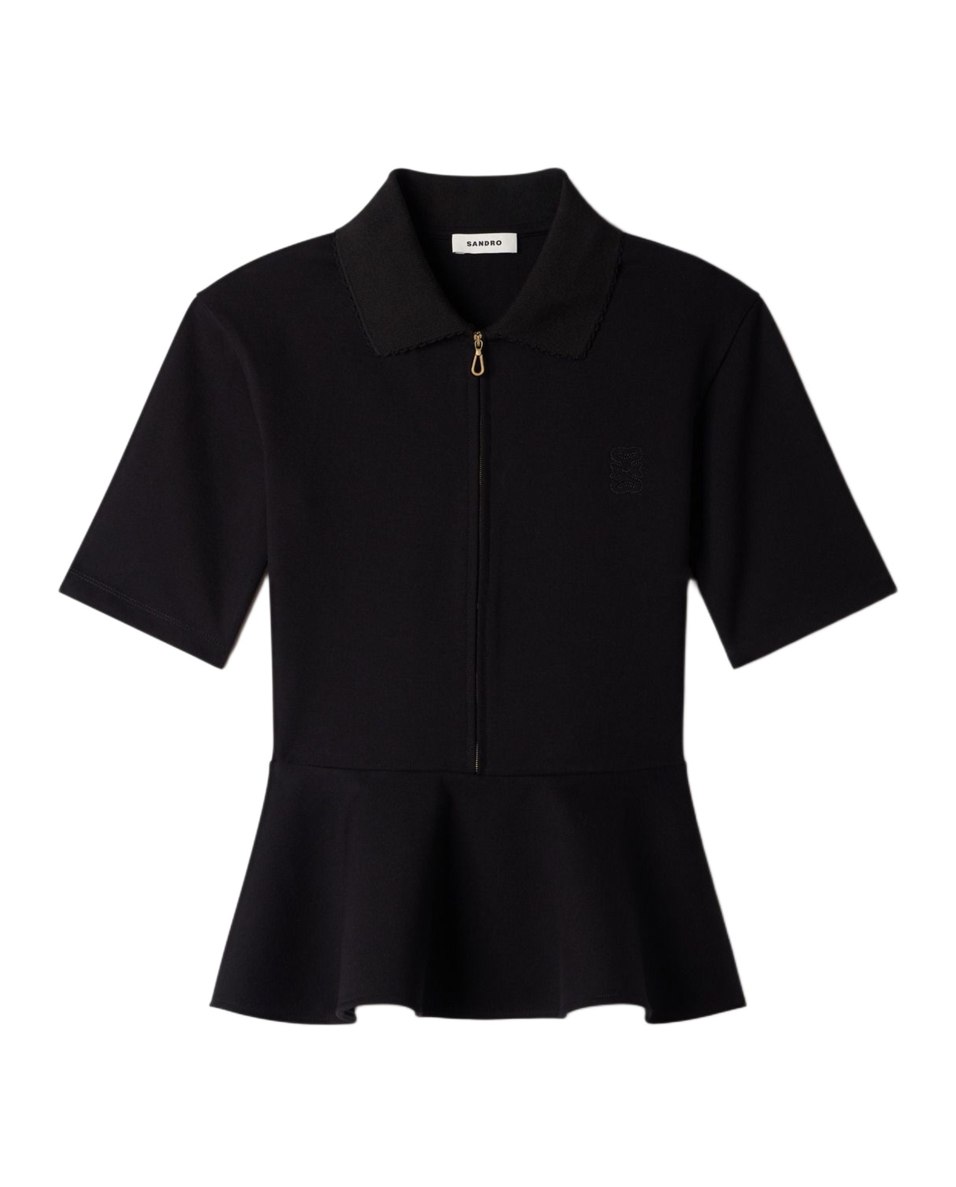 Camiseta de mujer peplo cuello polo - Sandro - Negro Negro-6