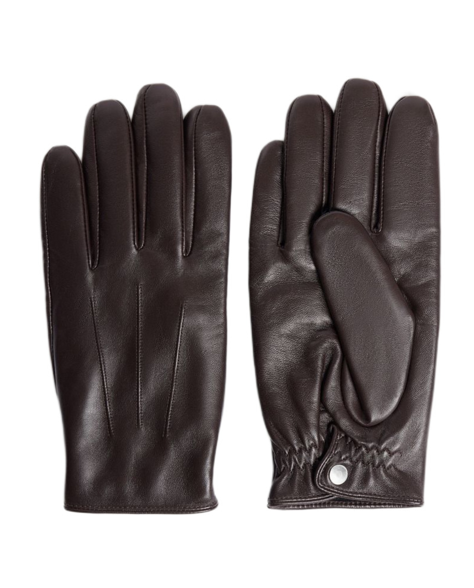 Imagen 1 de Guantes de cuero para hombre con forro polar Marrón oscuro