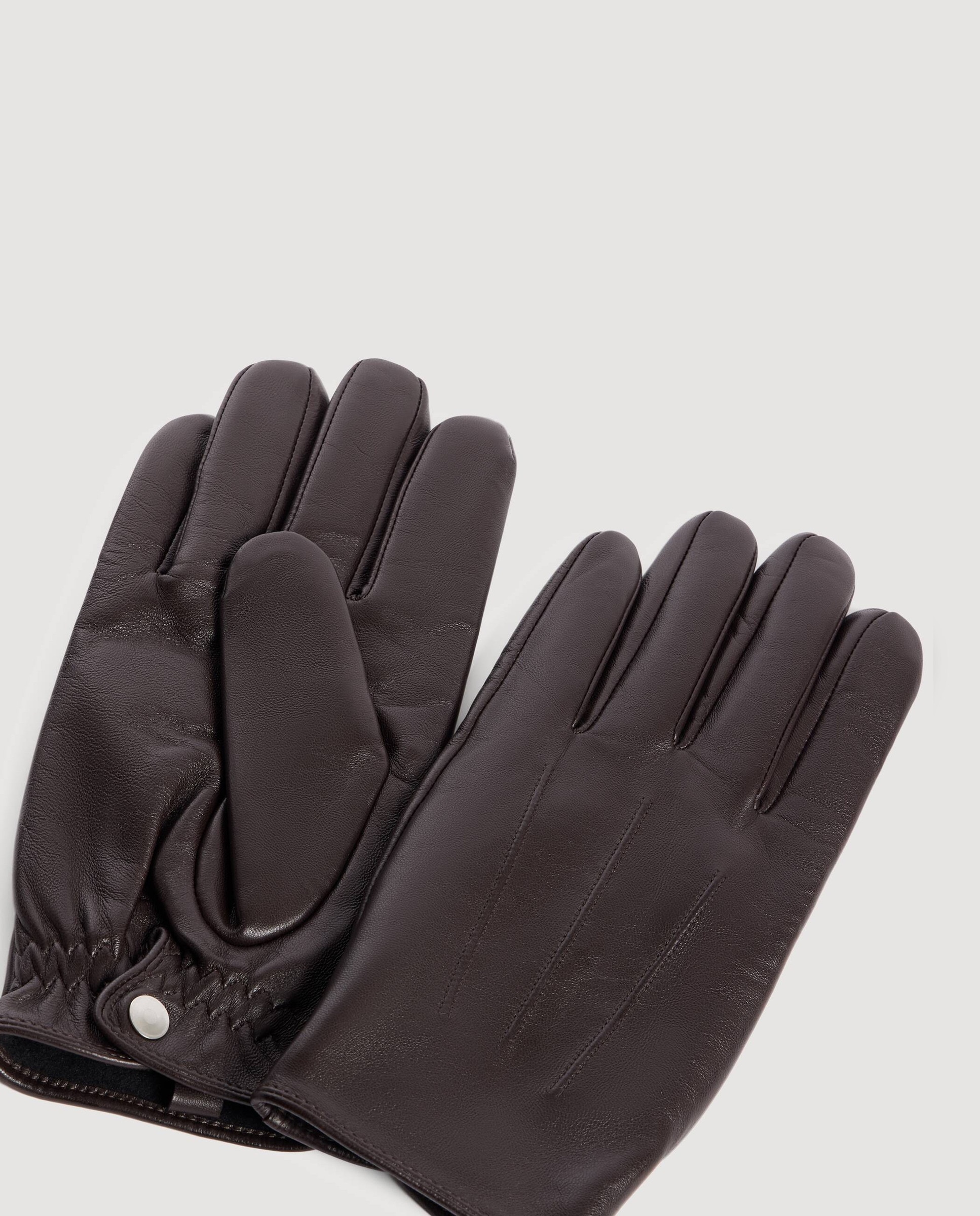 Imagen 2 de Guantes de cuero para hombre con forro polar - Sandro - Marrón oscuro Marrón oscuro