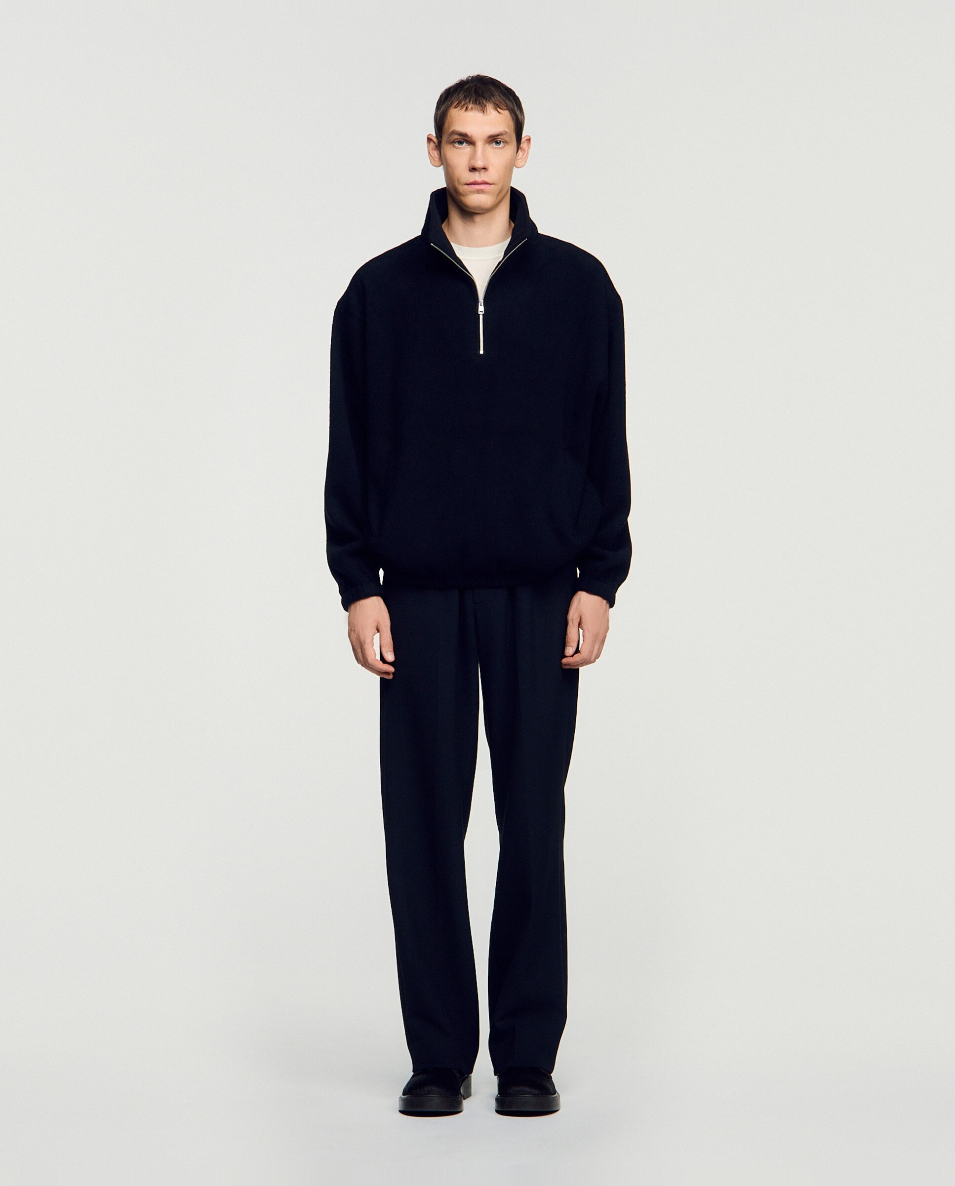Sudadera con cremallera de hombre oversize cuello alto - Sandro - Negro Negro-3