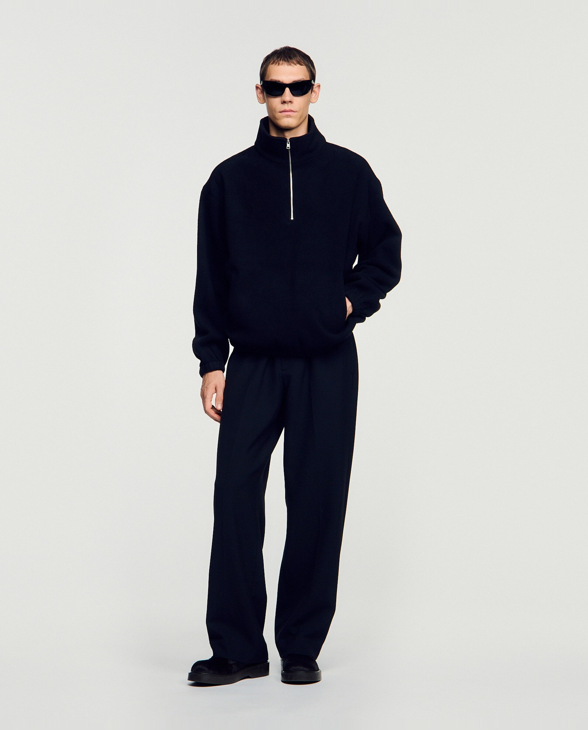 Sudadera con cremallera de hombre oversize cuello alto - Sandro - Negro Negro-5