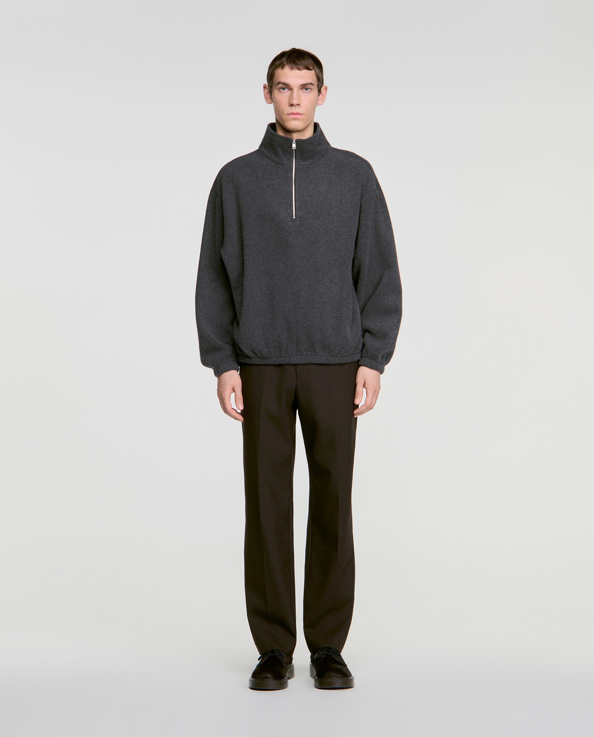 Sudadera con cremallera de hombre oversize cuello alto - Sandro - Gris oscuro Gris oscuro-3