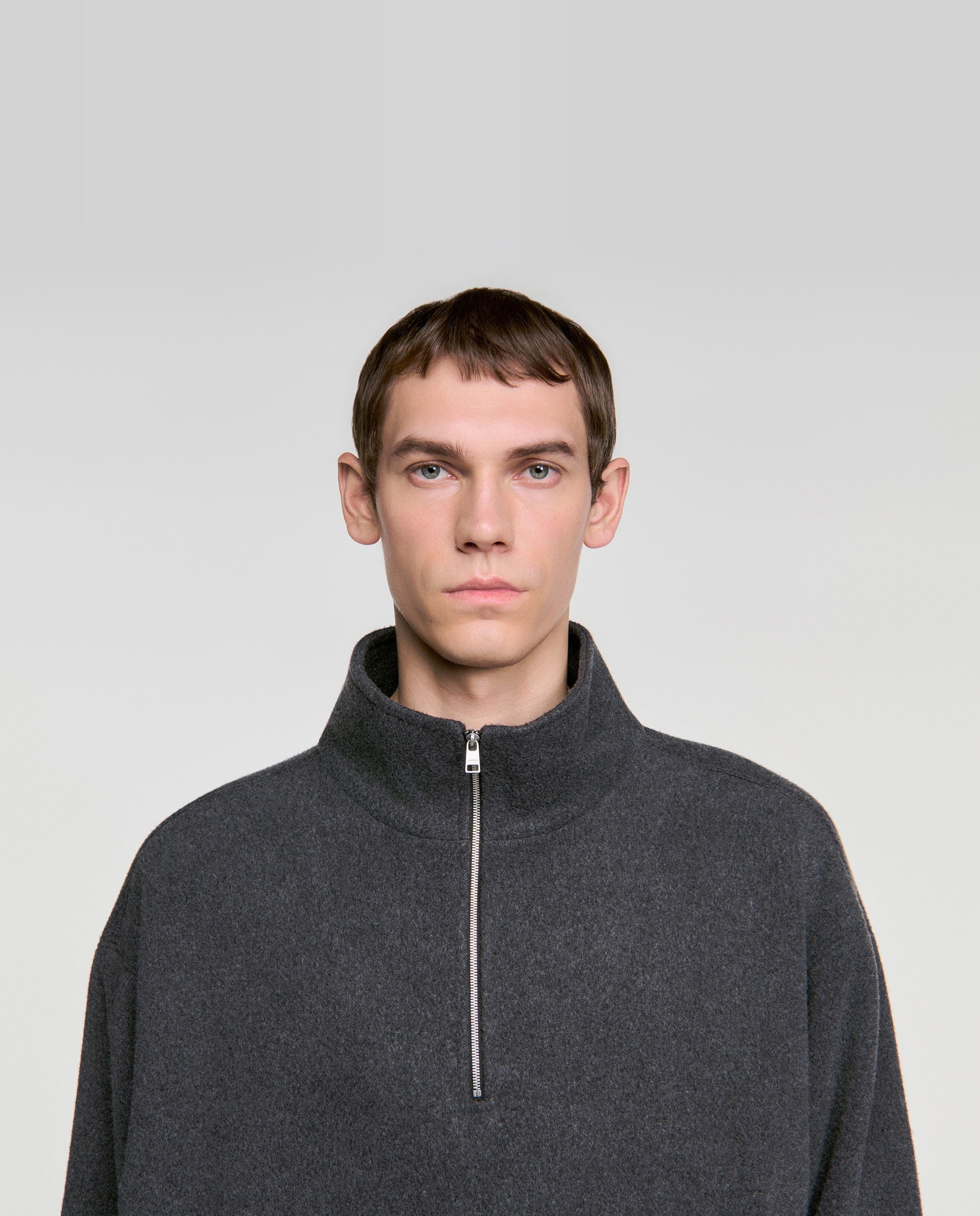 Sudadera con cremallera de hombre oversize cuello alto - Sandro - Gris oscuro Gris oscuro-5