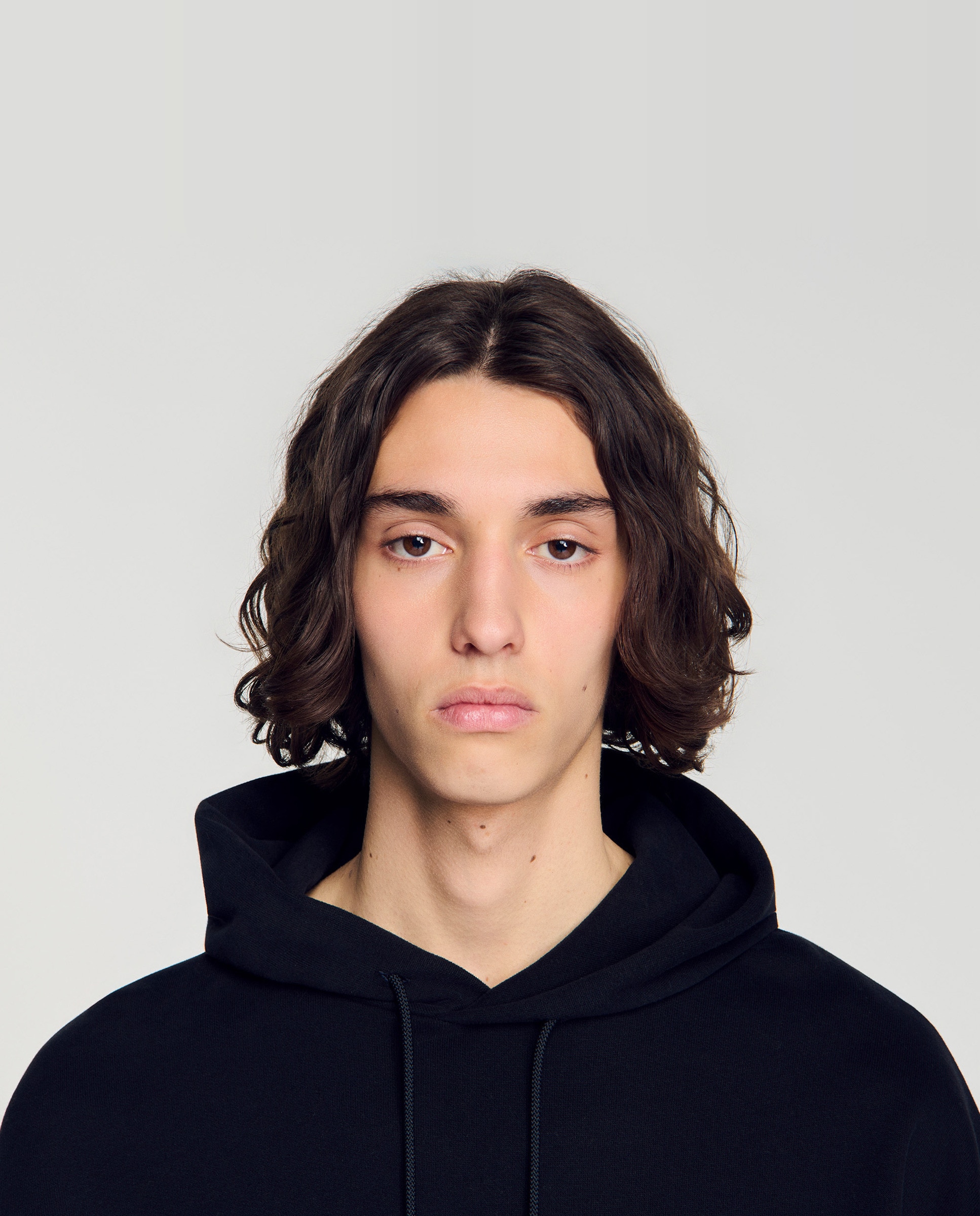 Sudadera con capucha de hombre oversize de muletón no cepillado - Sandro - Negro Negro-4