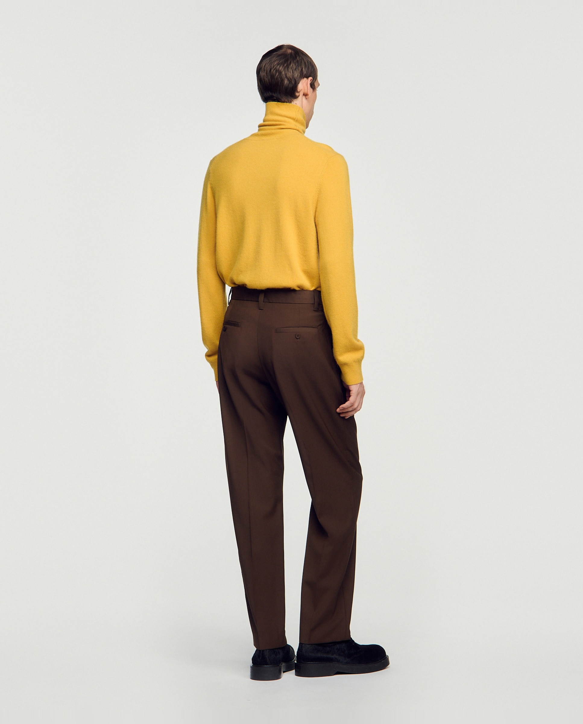 Pantalón de vestir de hombre ancho de lana virgen - Sandro - Marrón oscuro Marrón oscuro-3