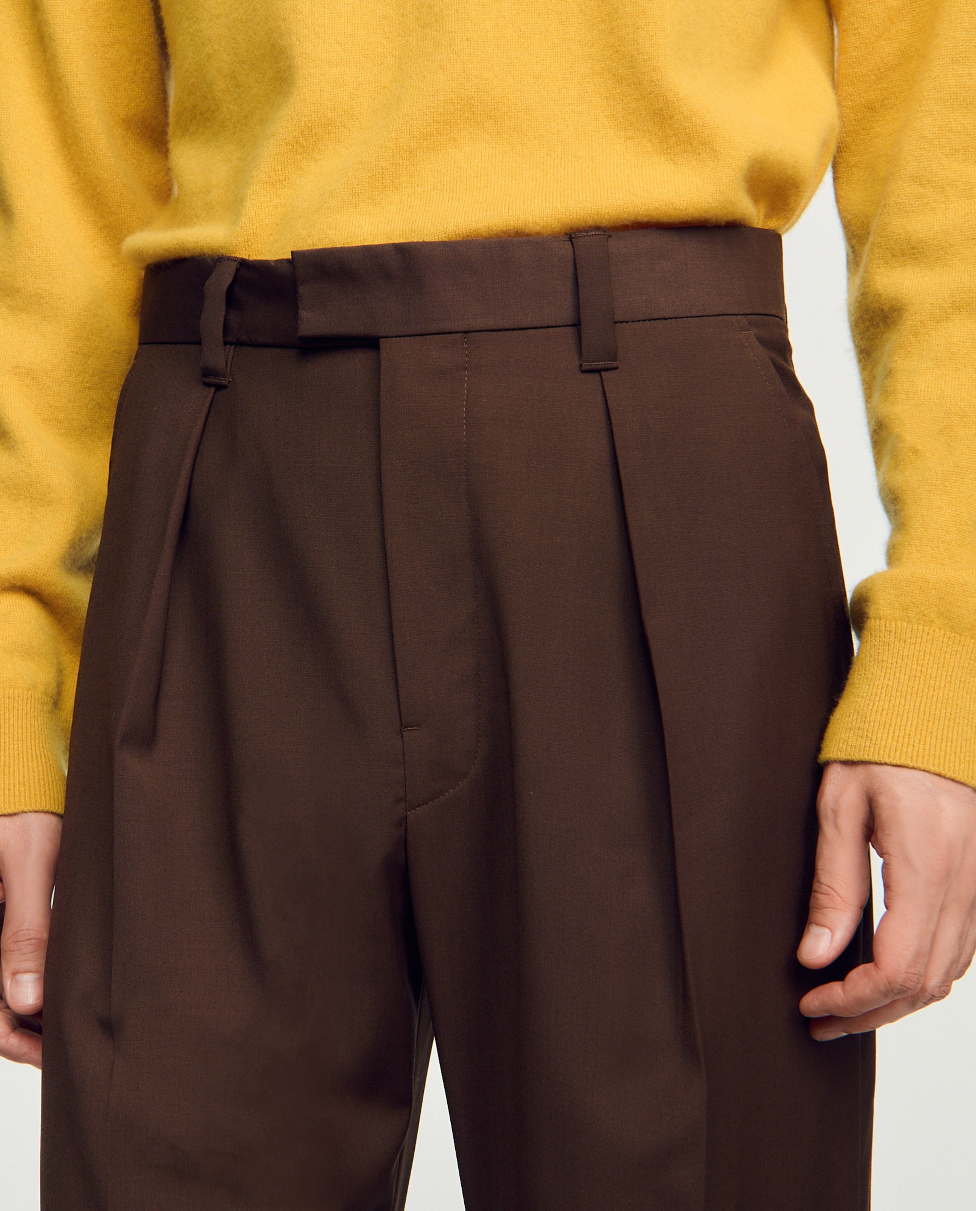 Pantalón de vestir de hombre ancho de lana virgen - Sandro - Marrón oscuro Marrón oscuro-4