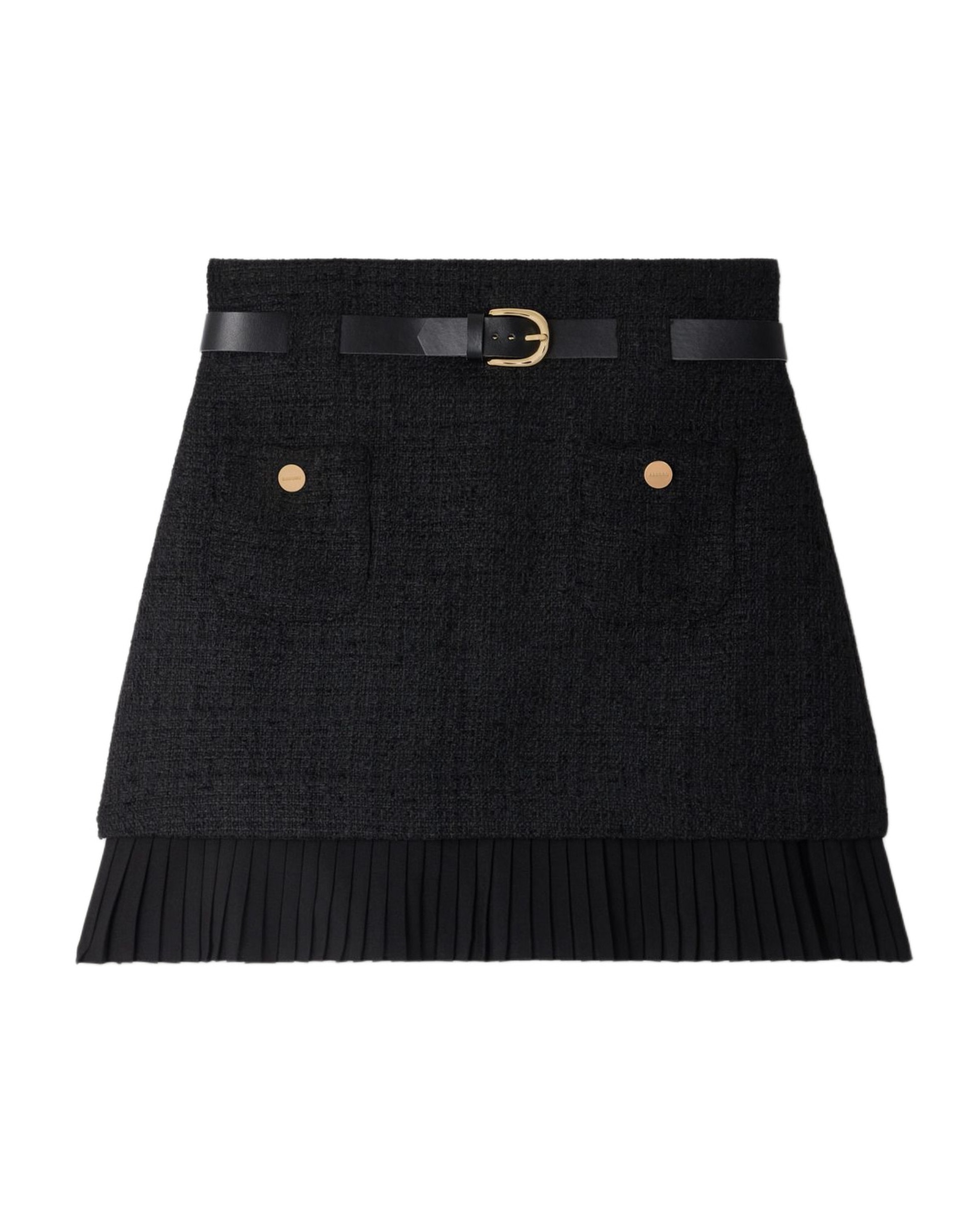 Falda corta de tweed 2 en 1 - Sandro - Negro Negro-6