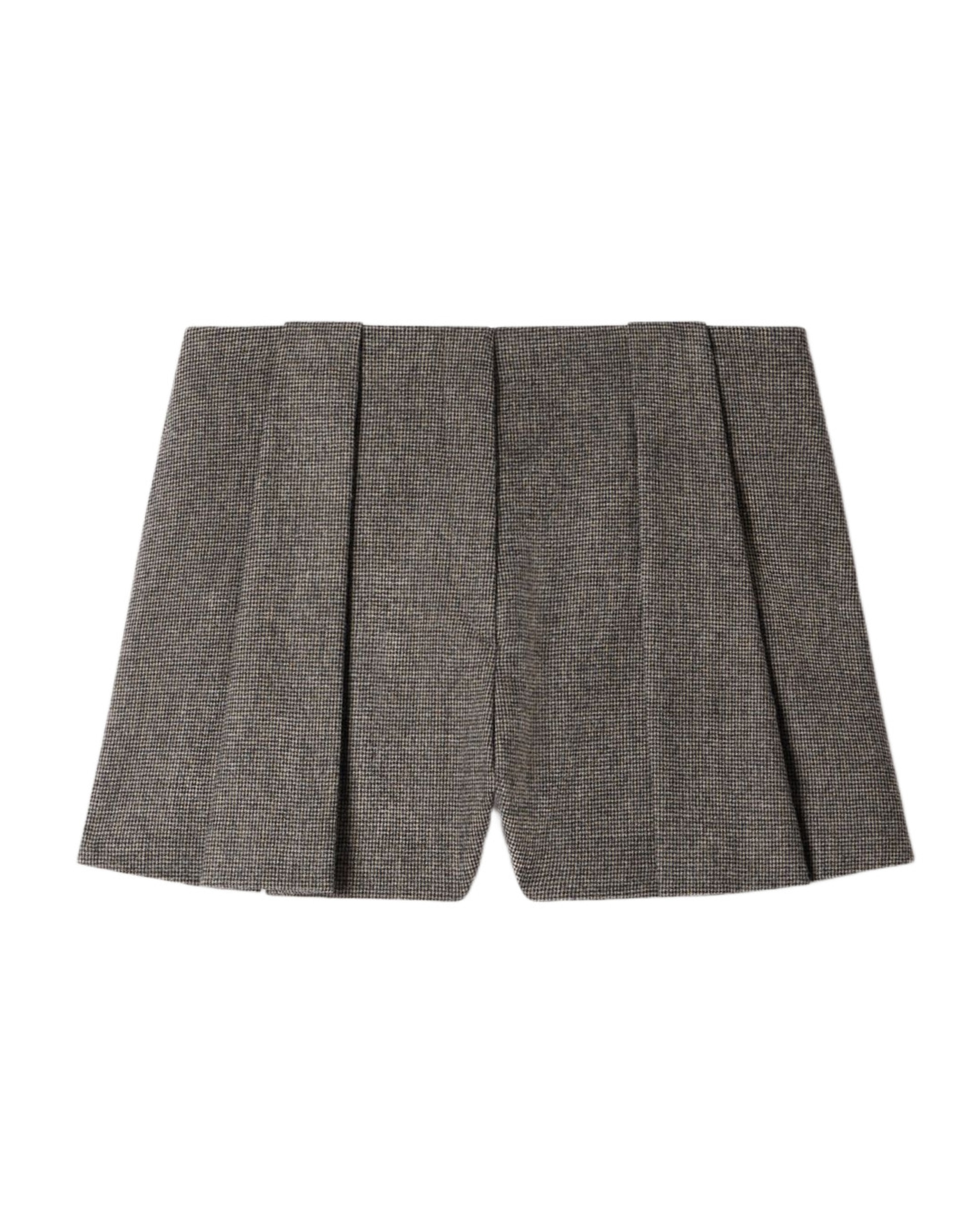 Short de mujer de lana pata de gallo y corte evasé - Sandro - Gris Gris-6