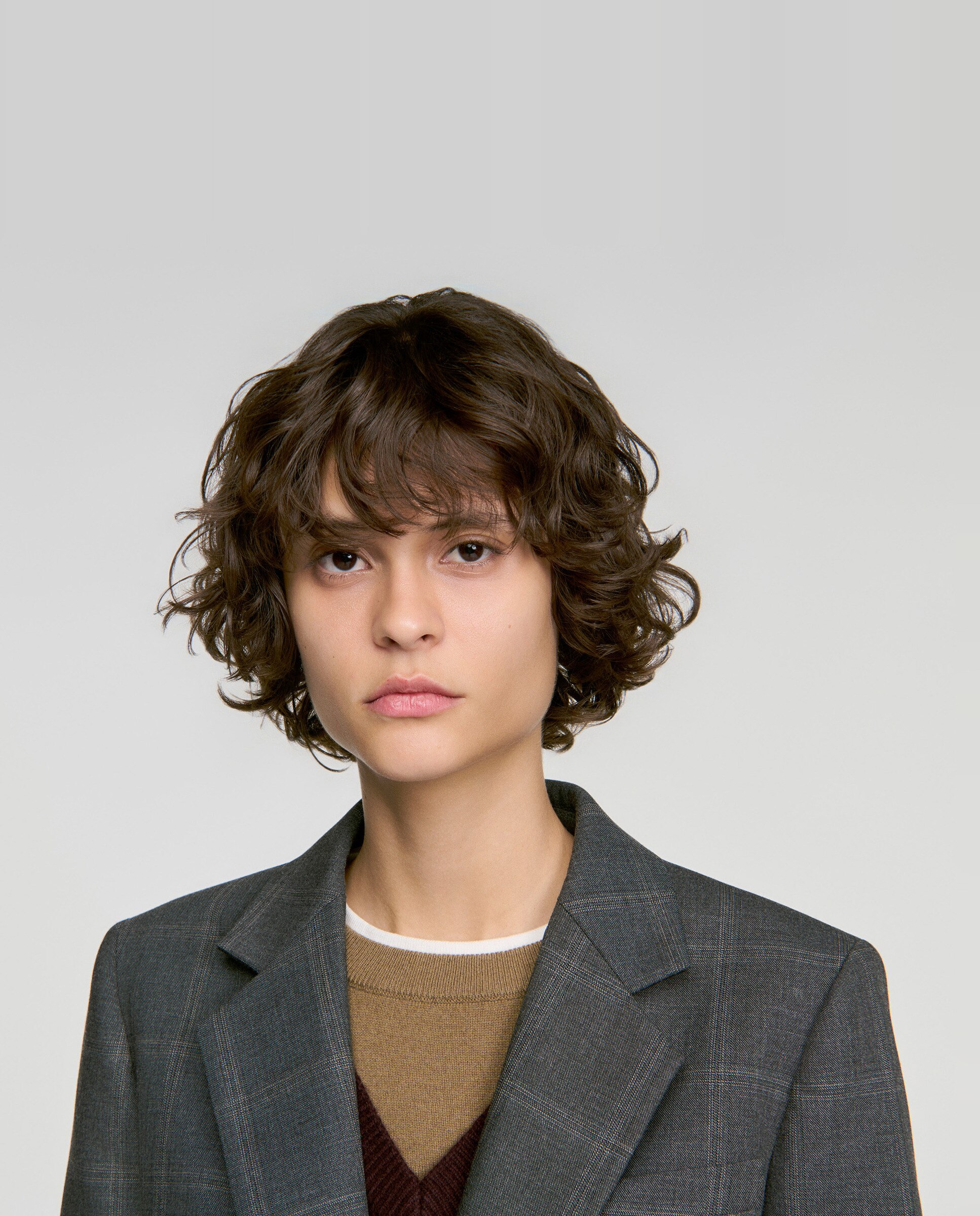 Americana de mujer entallada de cuadros - Sandro - Gris Gris-5