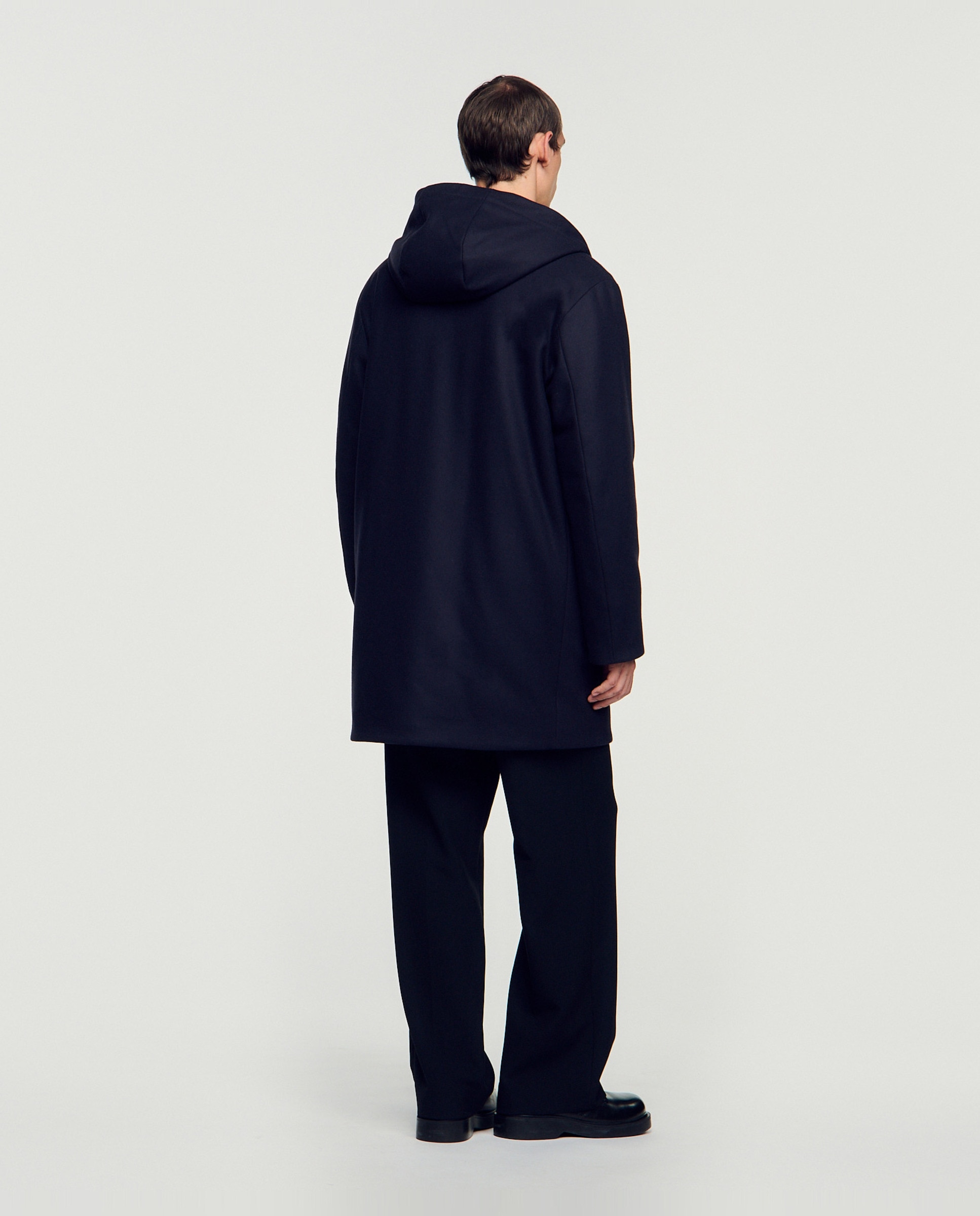 Parka de hombre acolchada con capucha de lana y cachemira - Sandro - Azul marino Azul marino-2