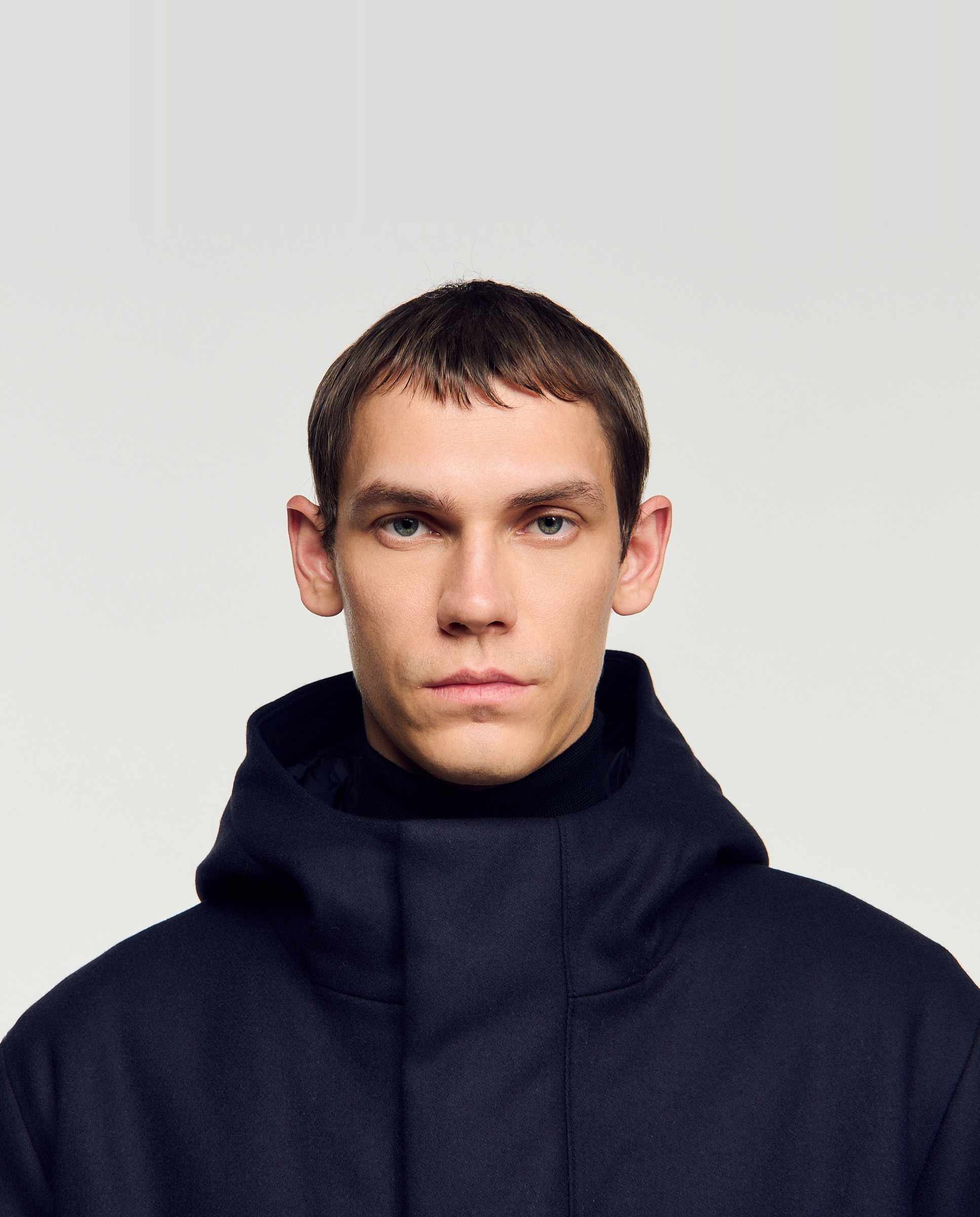 Parka de hombre acolchada con capucha de lana y cachemira - Sandro - Azul marino Azul marino-5