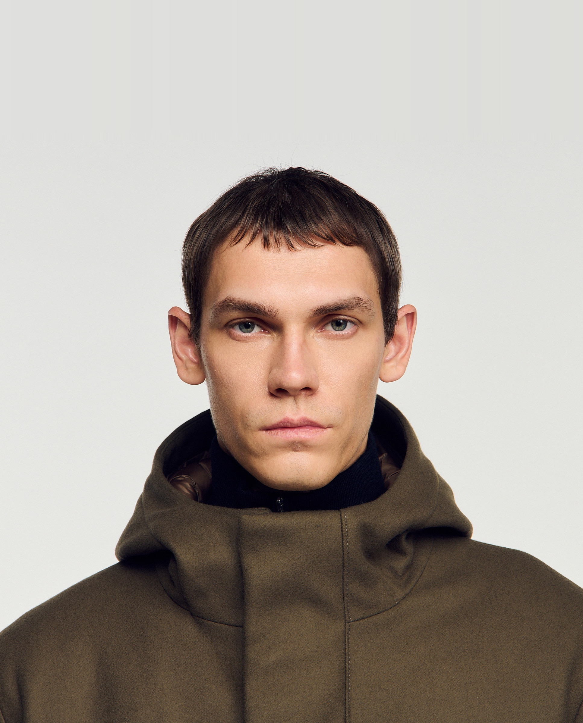 Parka de hombre acolchada con capucha de lana y cachemira - Sandro - Topo Topo-5