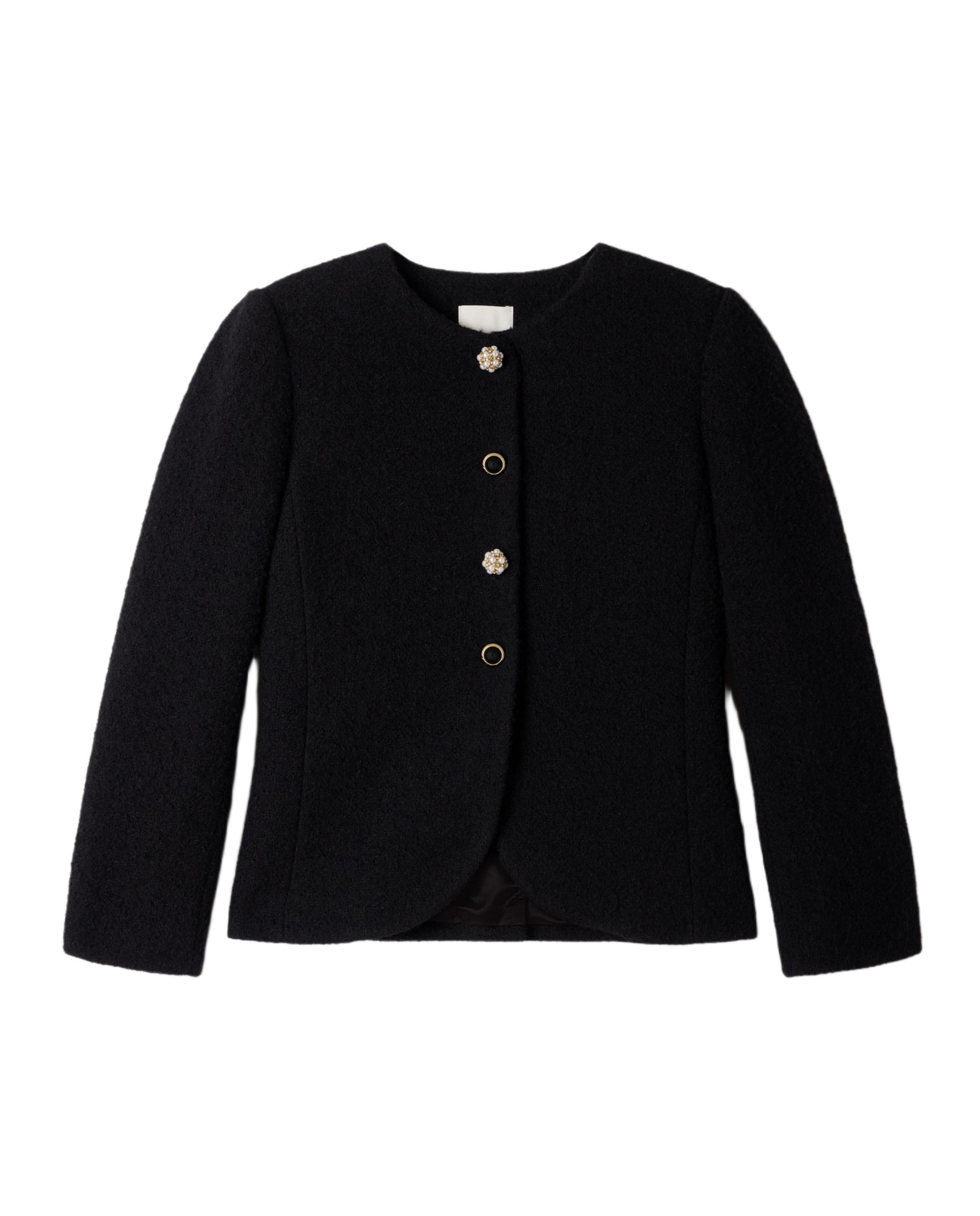 Chaqueta de mujer de tweed con botones de fantasía - Sandro - Negro Negro-6
