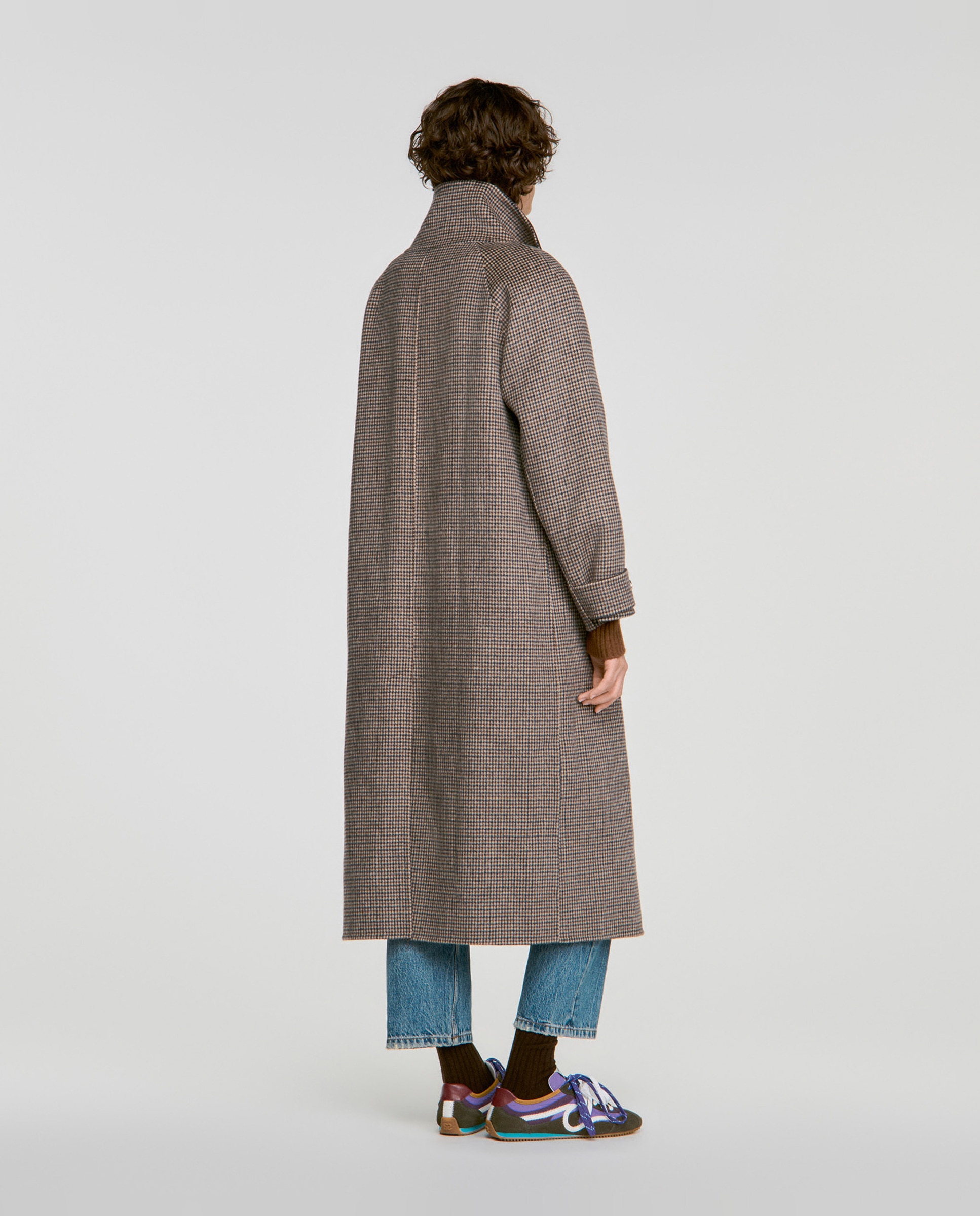 Abrigo de paño de mujer oversize a cuadros - Sandro - Marrón oscuro Marrón oscuro-2