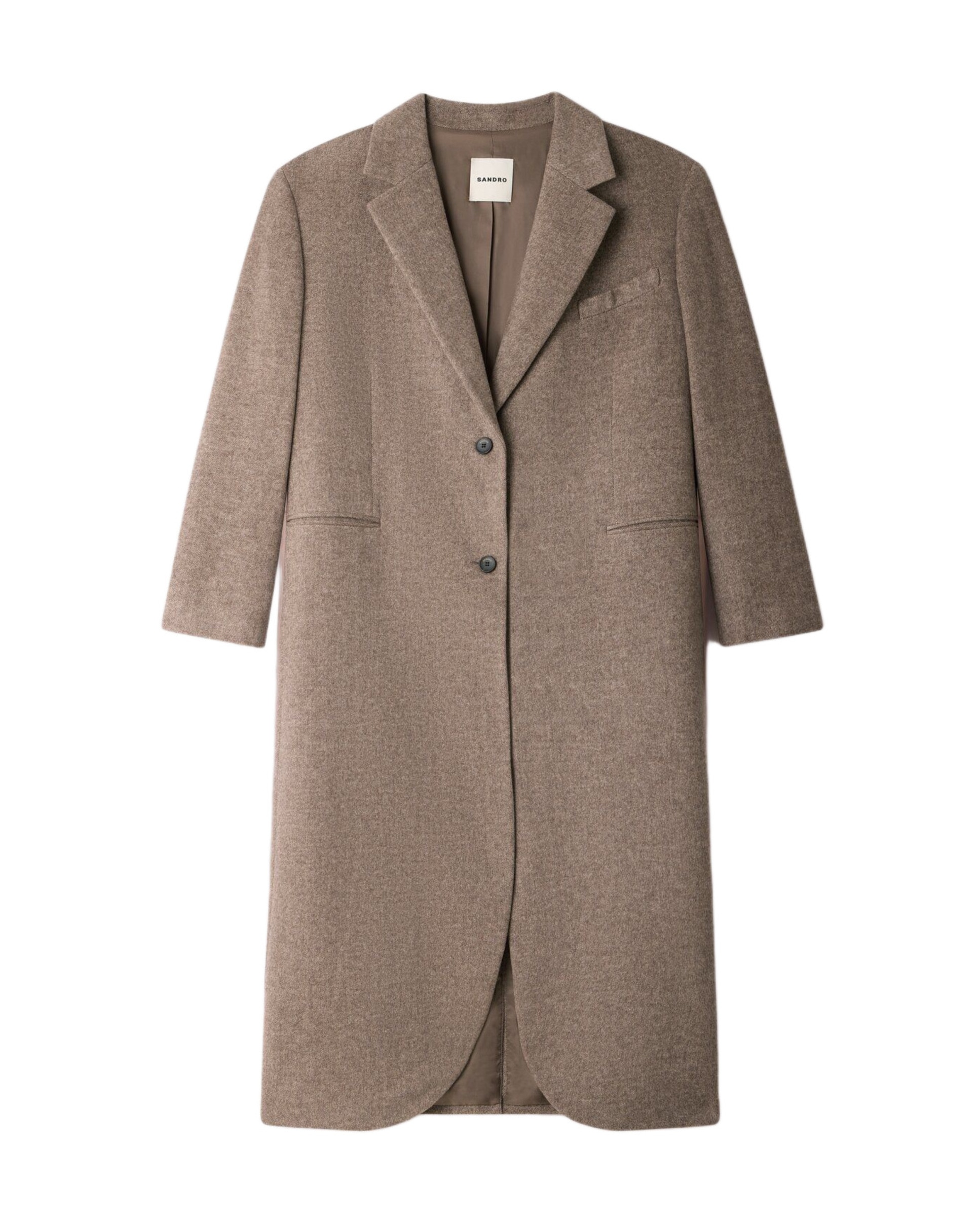 Abrigo de paño de mujer largo de lana doble faz - Sandro - Beige Beige-6