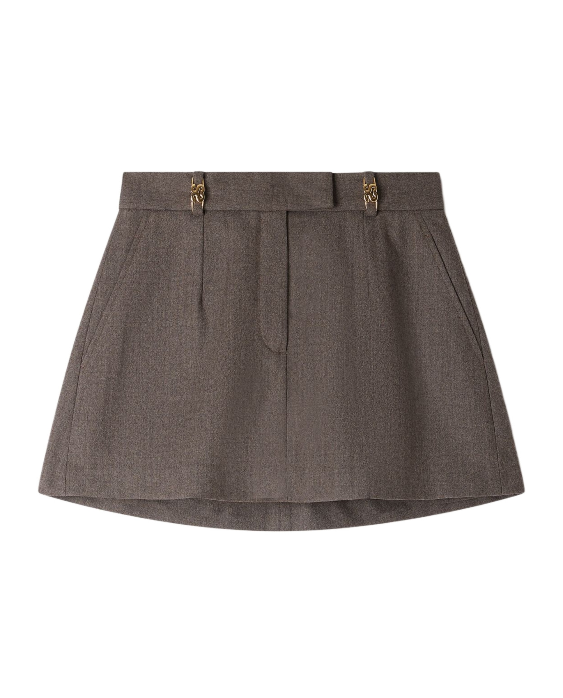 Falda pantalón evasé 100% lana - Sandro - Marrón claro Marrón claro-6
