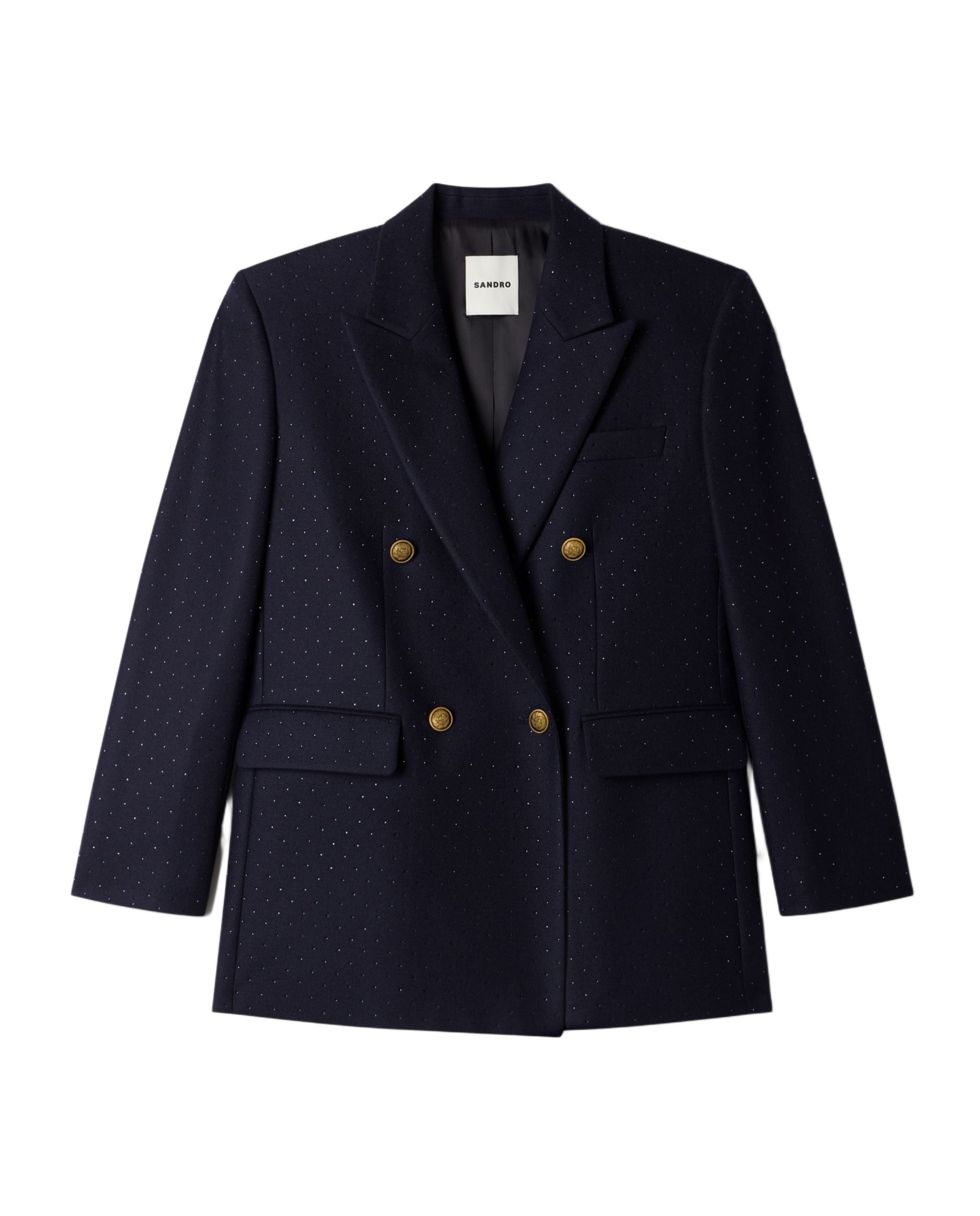 Chaqueta sastre de mujer entallada de 100% lana con strass - Sandro - Azul marino Azul marino-6