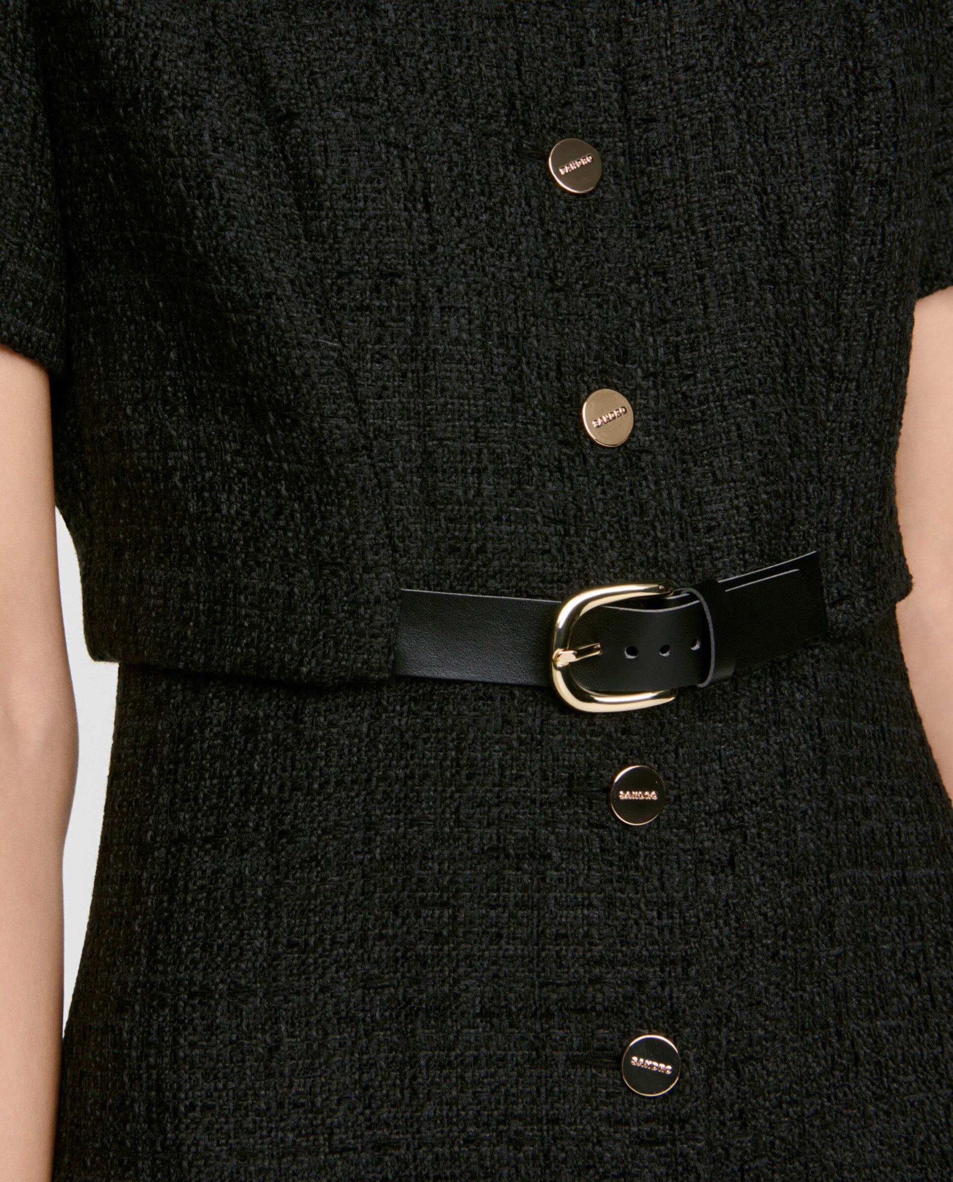 Vestido corto de tweed efecto 2 en 1 - Sandro - Negro Negro-3