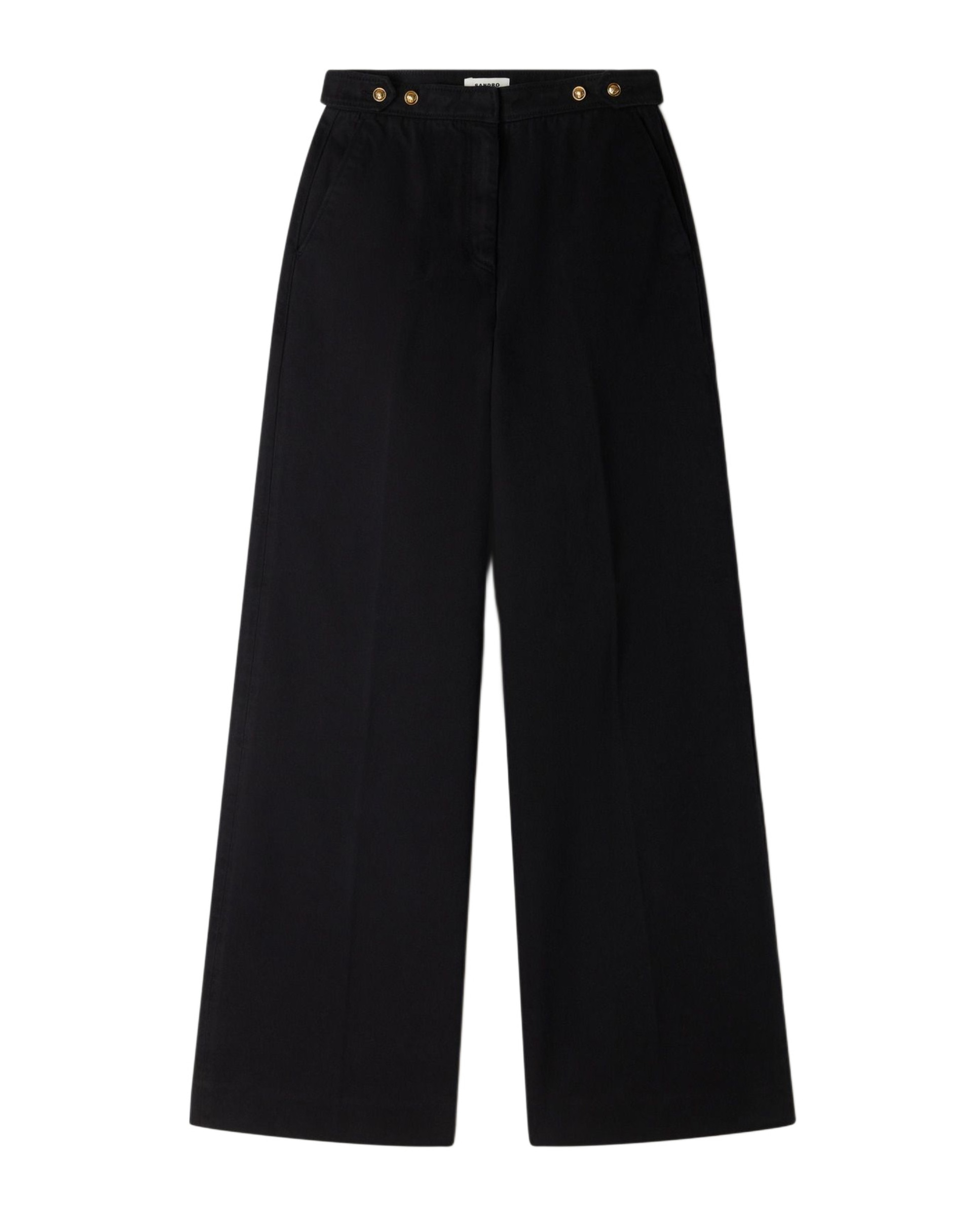 Vaquero ancho de mujer de talle alto 100% algodón - Sandro - Negro Negro-6
