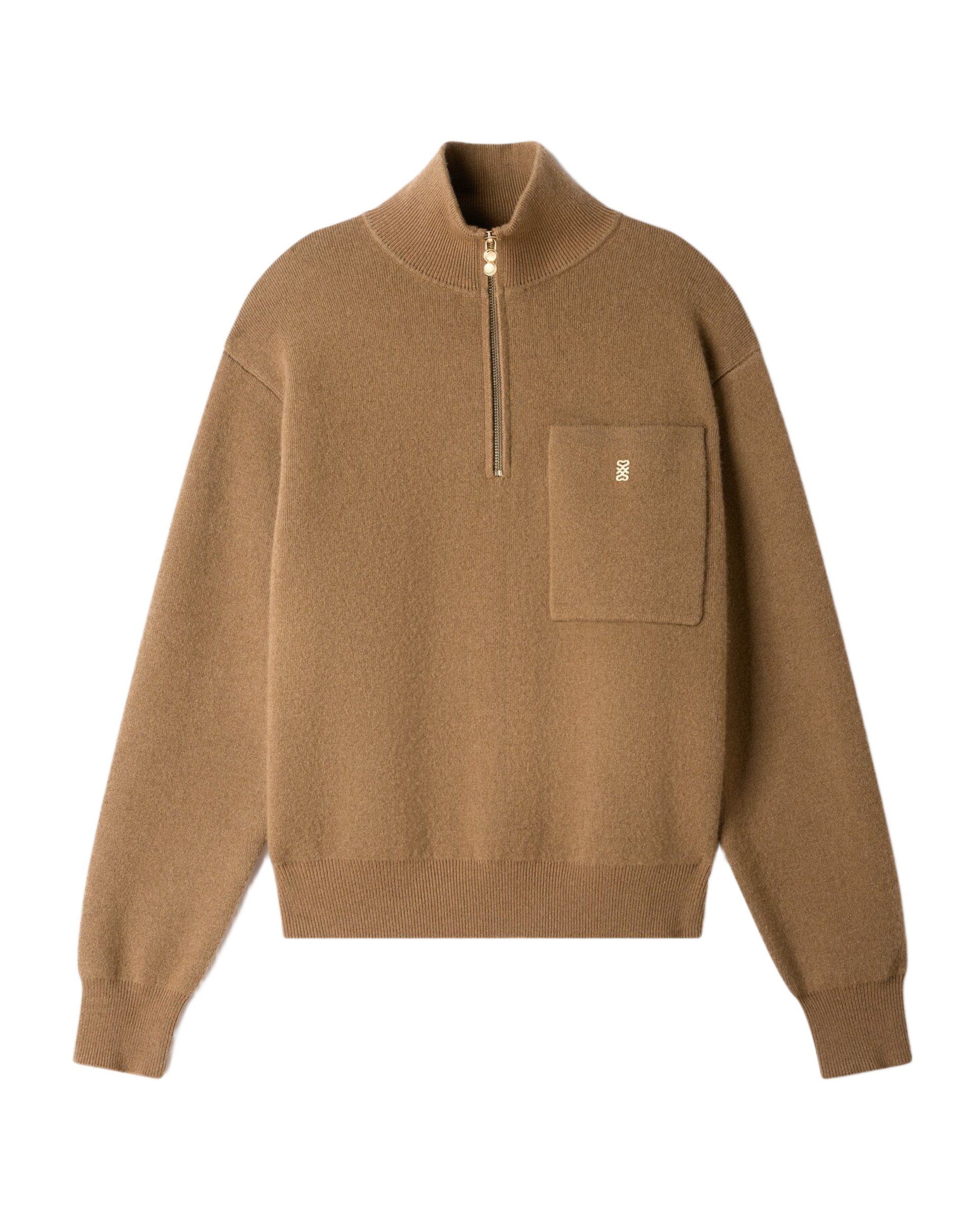 Jersey de mujer de lana y cachemira con cuello camionero con cremallera - Sandro - Camel Camel-7