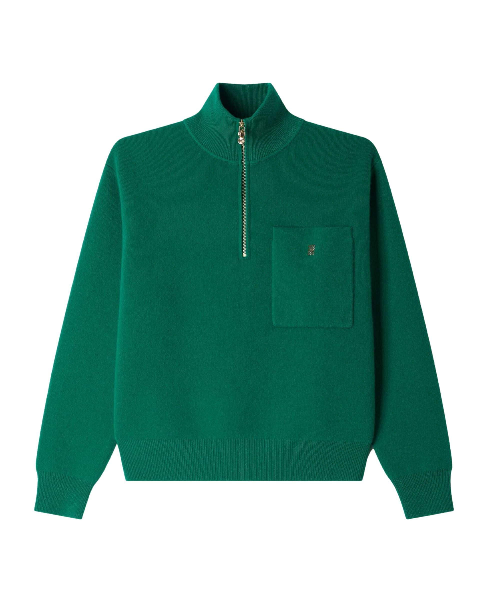 Jersey de mujer de lana y cachemira con cuello camionero con cremallera - Sandro - Verde Verde-6