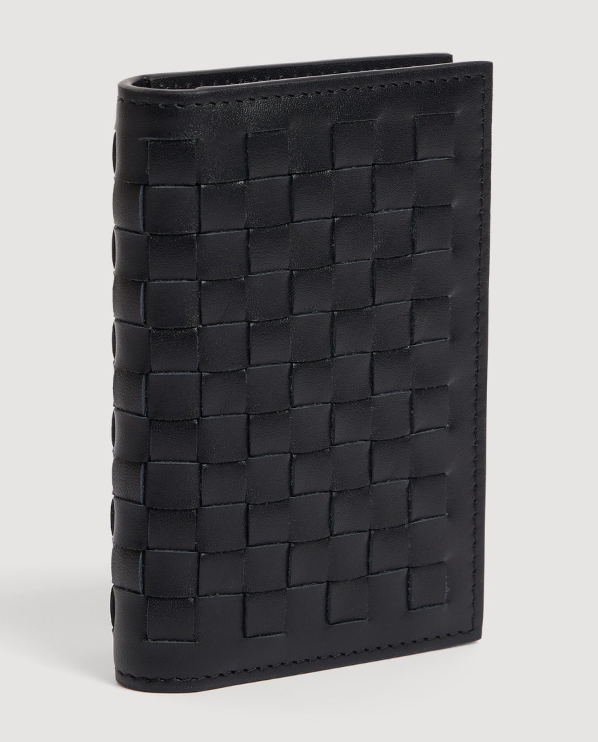 Tarjetero para hombre de cuero trenzado - Sandro - Negro Negro-3