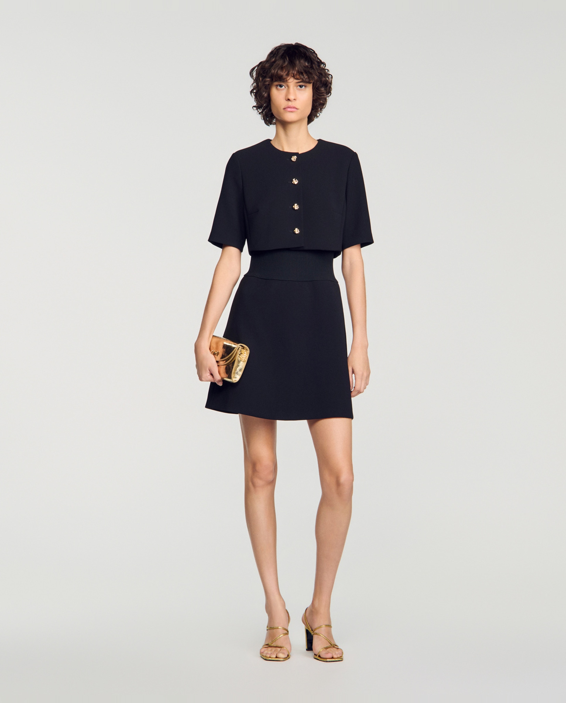 Vestido corto entallado 2 en 1 - Sandro - Negro Negro-5