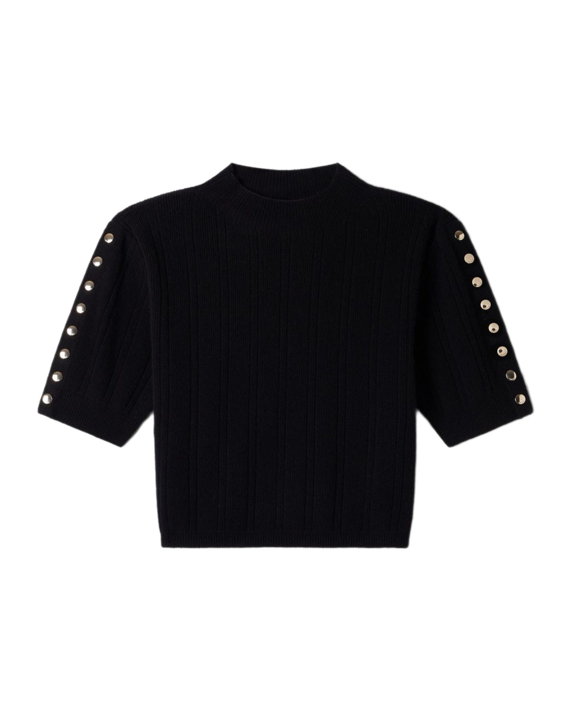 Jersey de mujer corto con cuello alto de lana y cachemira - Sandro - Negro Negro-5