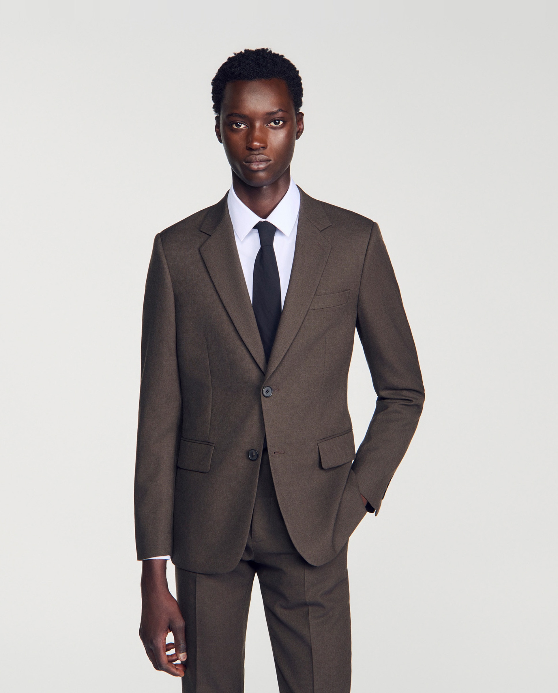 Imagen 0 de Chaqueta de traje de hombre con corte clásico de lana Gris oscuro