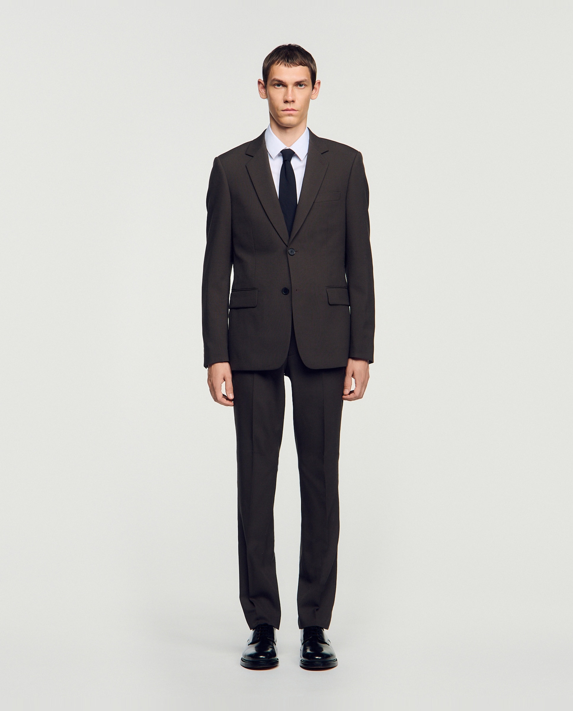 Chaqueta de traje de hombre con corte clásico de lana - Gris oscuro Gris oscuro-3