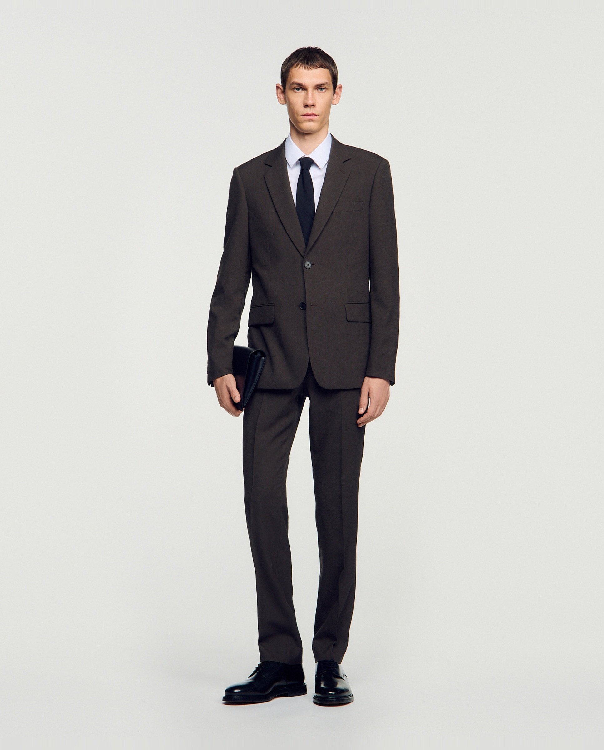 Chaqueta de traje de hombre con corte clásico de lana - Gris oscuro Gris oscuro-4
