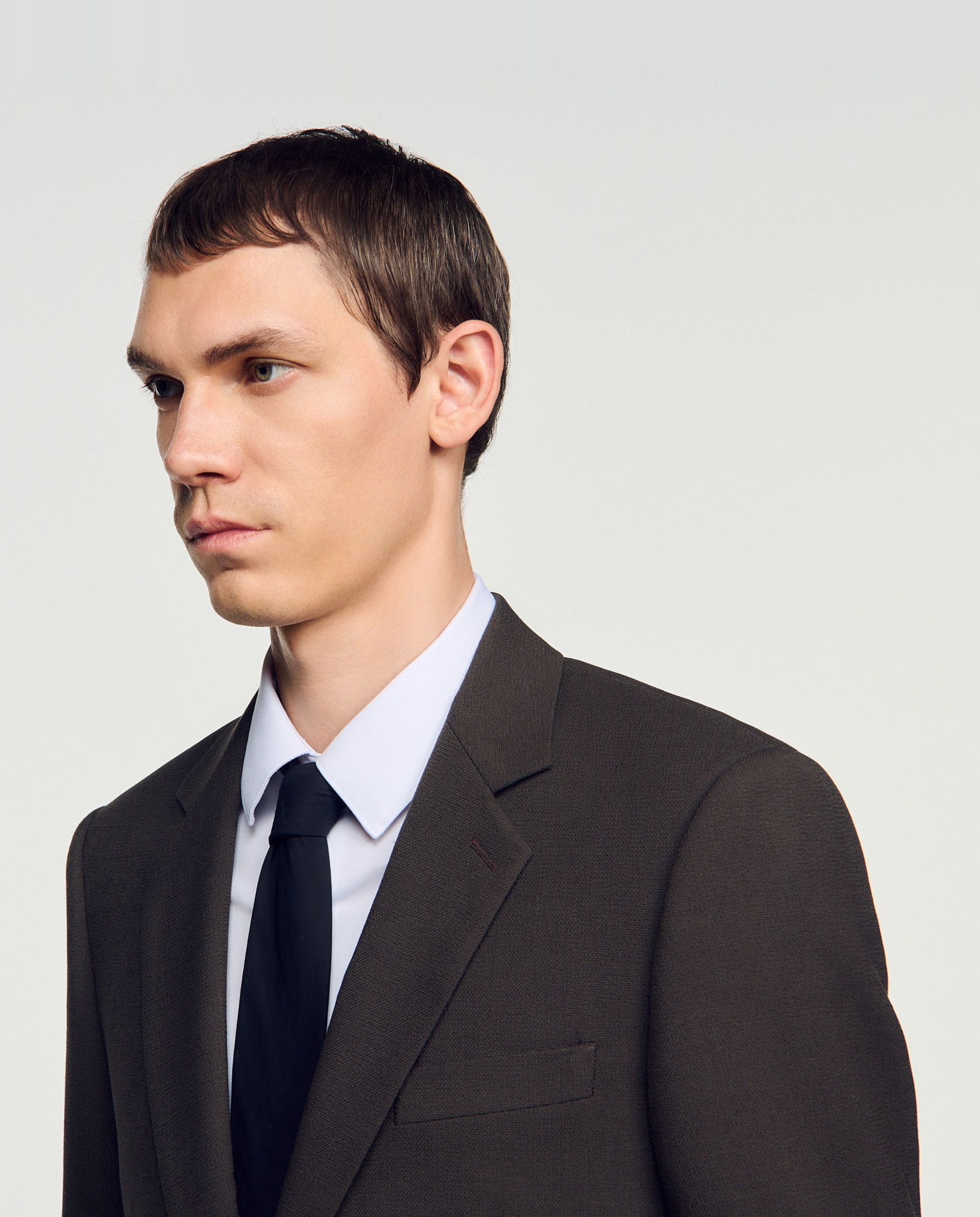 Chaqueta de traje de hombre con corte clásico de lana - Gris oscuro Gris oscuro-5