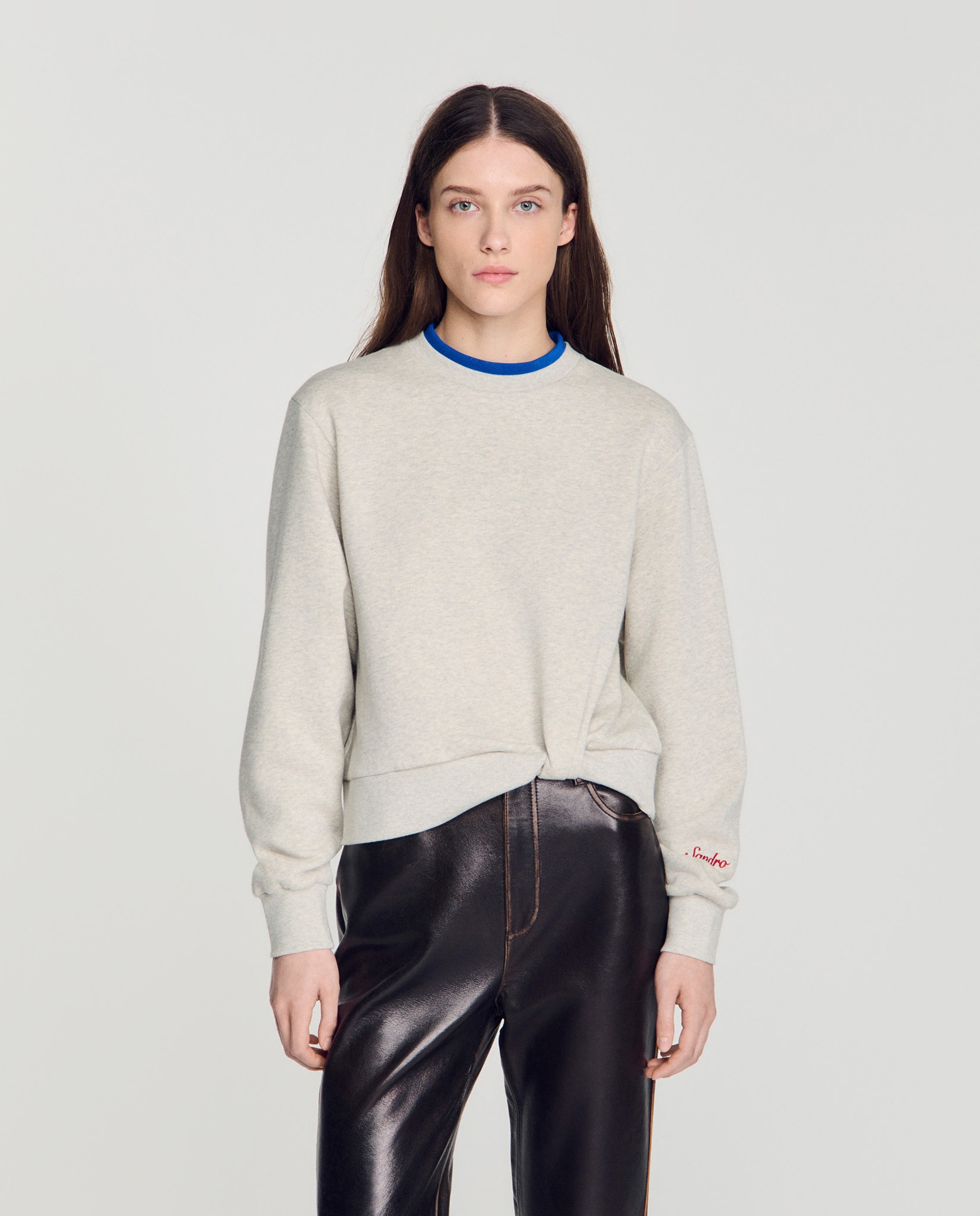 Sudadera de mujer 2 en 1 con efecto anudado - Sandro - Gris claro Gris claro-1