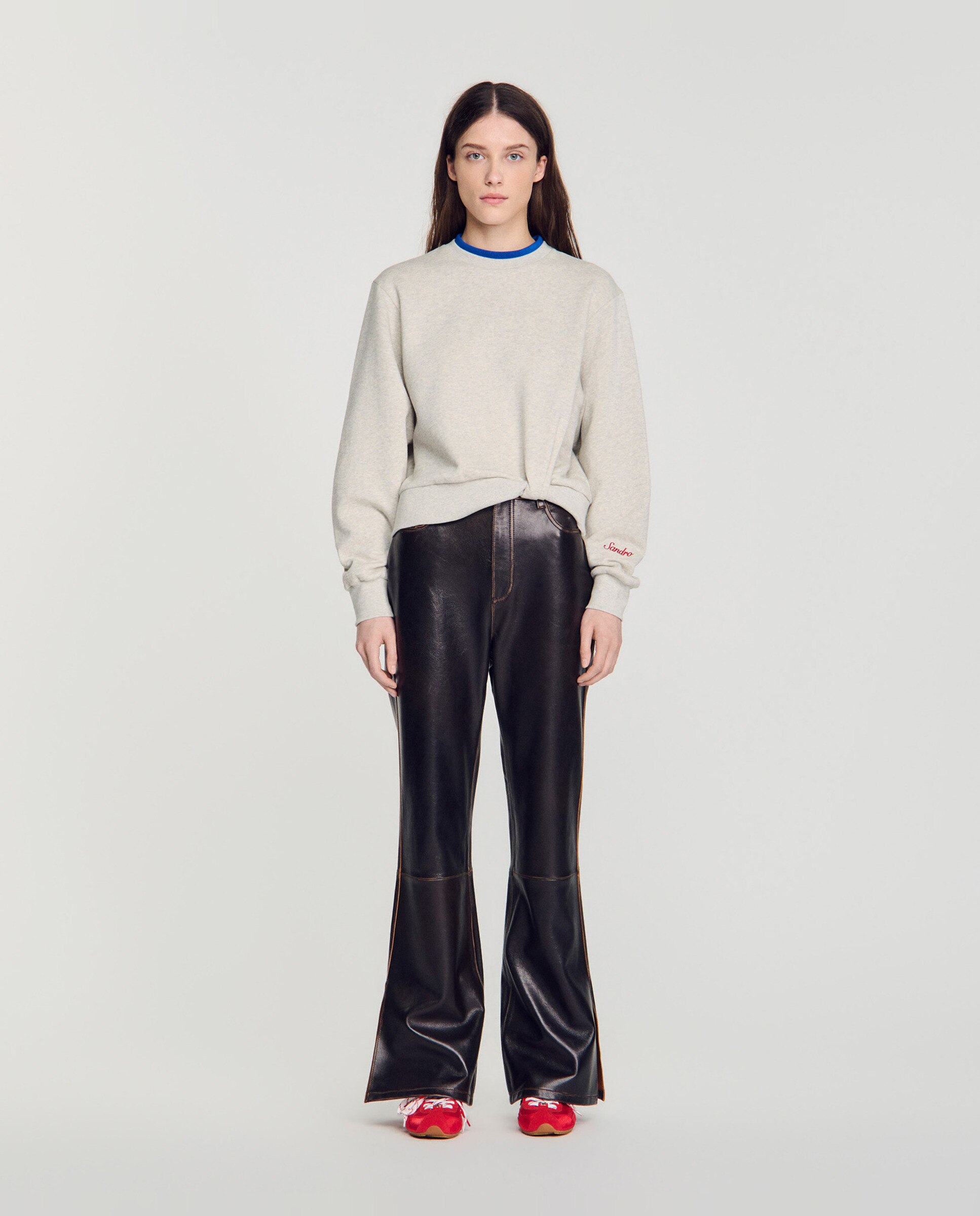 Sudadera de mujer 2 en 1 con efecto anudado - Sandro - Gris claro Gris claro-3