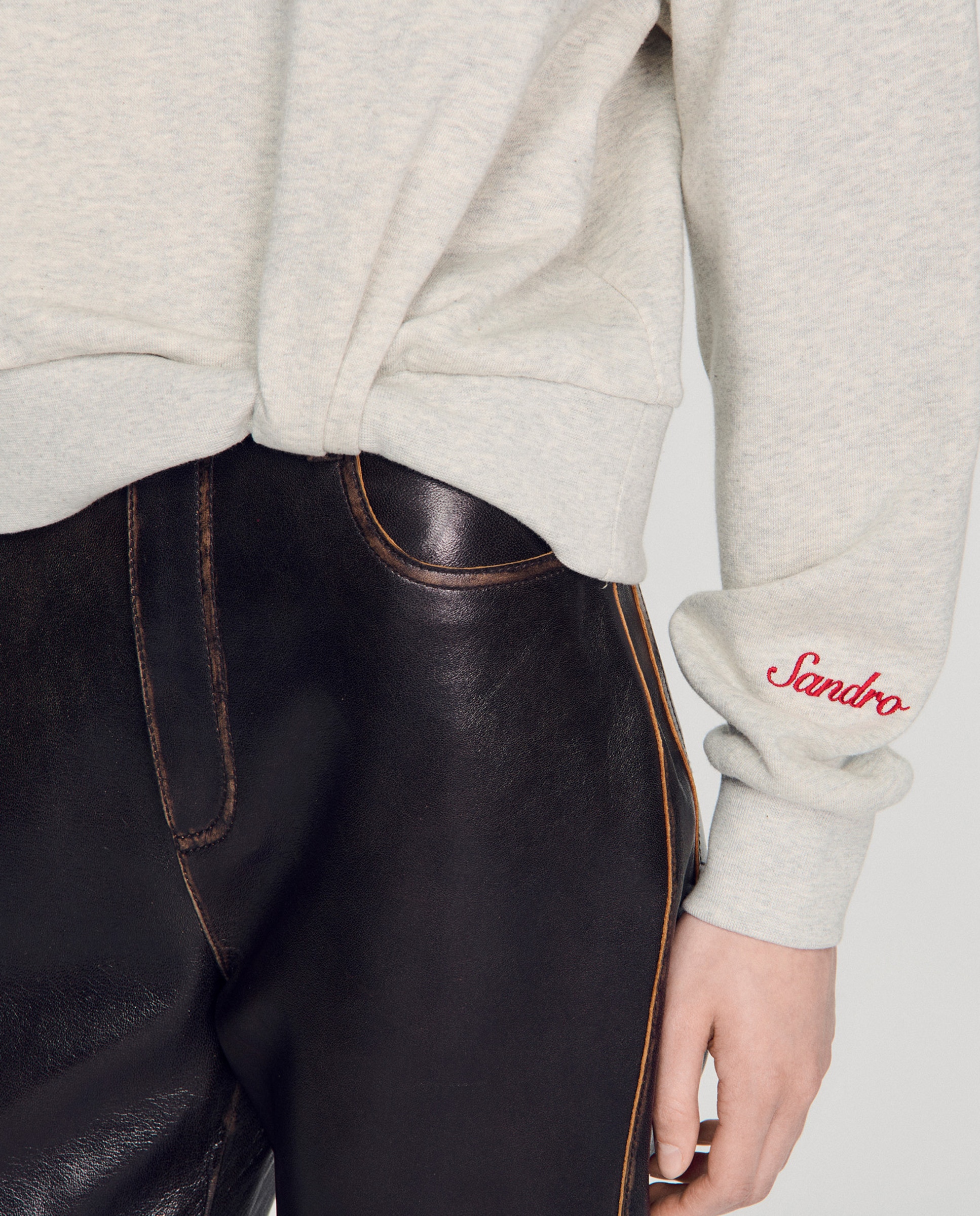 Sudadera de mujer 2 en 1 con efecto anudado - Sandro - Gris claro Gris claro-5
