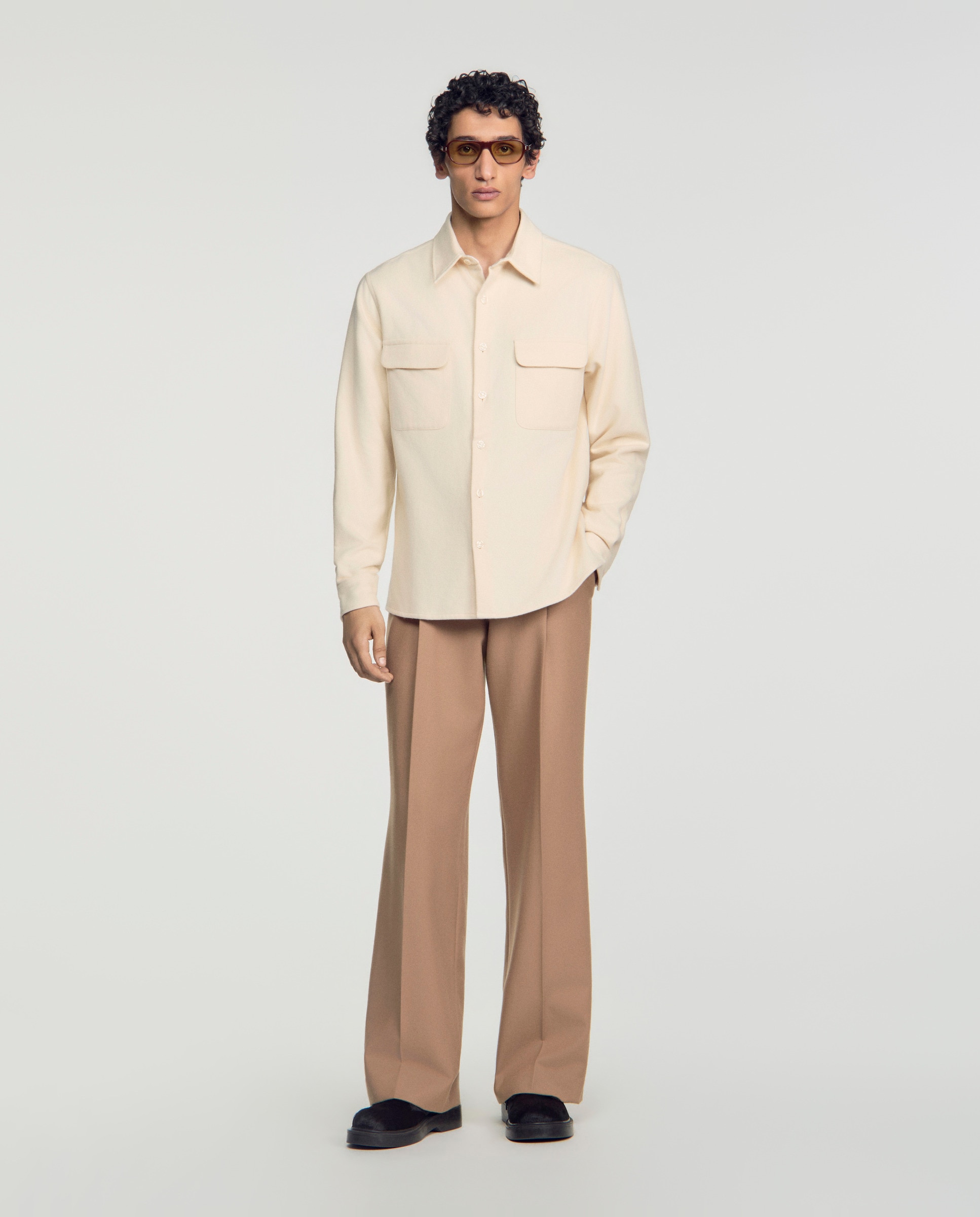 Sobrecamisa de hombre corte ancho efecto denim - Sandro - Blanco Blanco-2