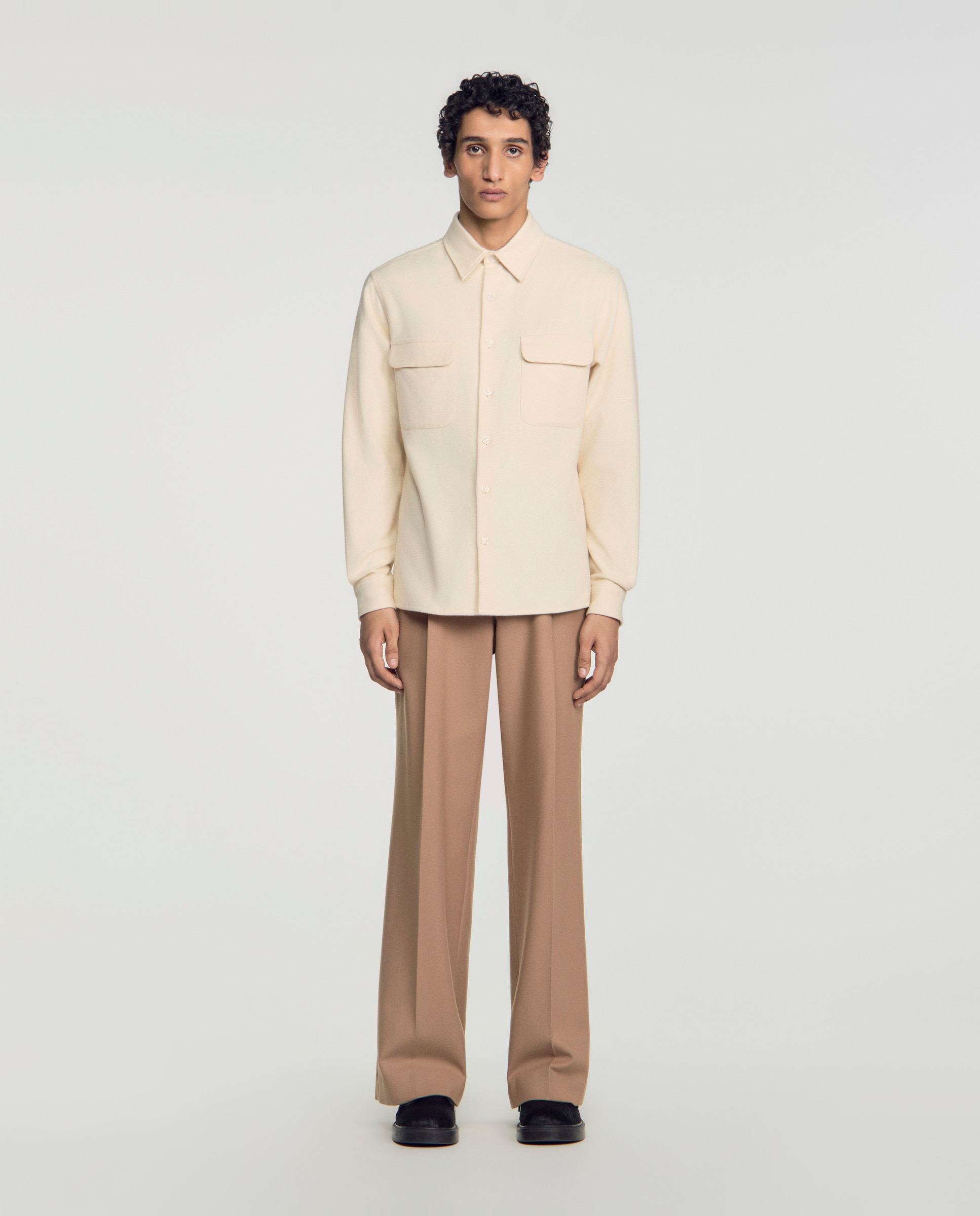 Sobrecamisa de hombre corte ancho efecto denim - Sandro - Blanco Blanco-3