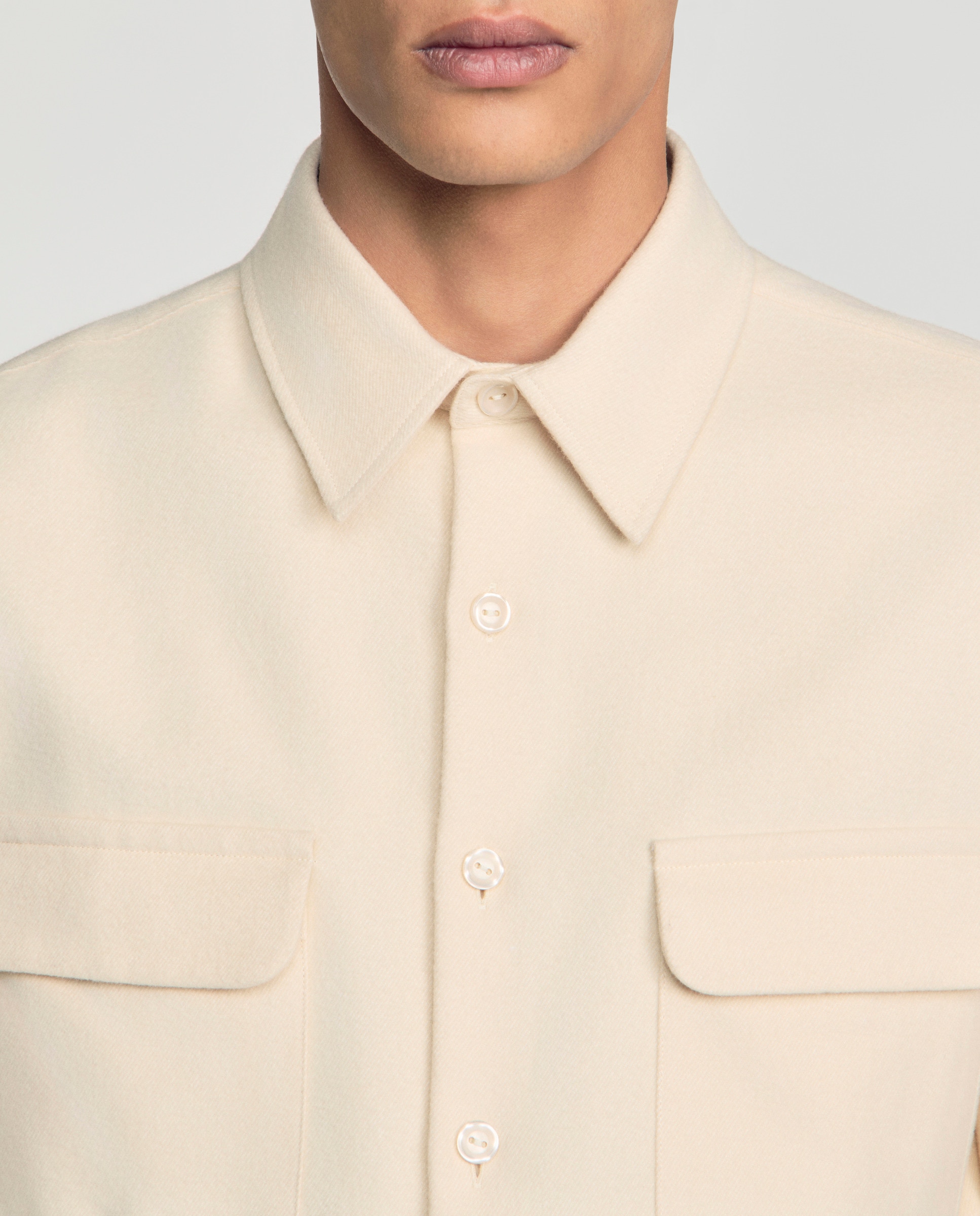 Sobrecamisa de hombre corte ancho efecto denim - Sandro - Blanco Blanco-4