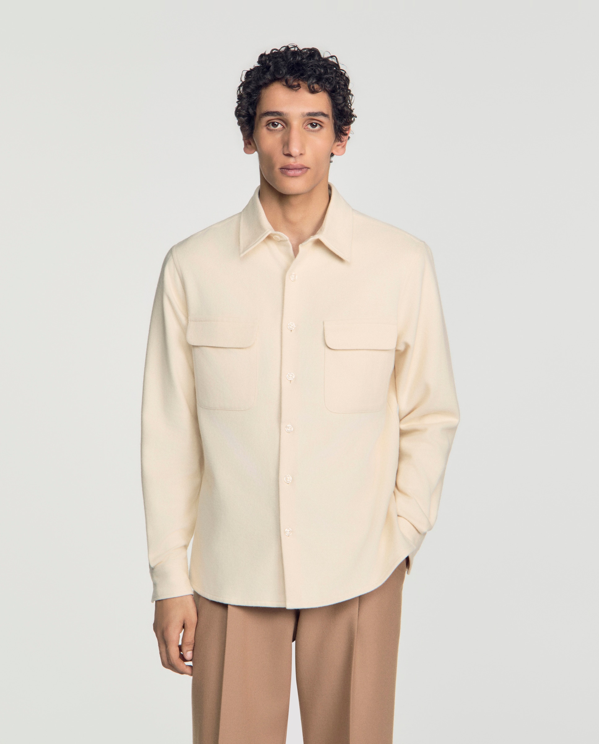 Sobrecamisa de hombre corte ancho efecto denim - Sandro - Blanco Blanco-5