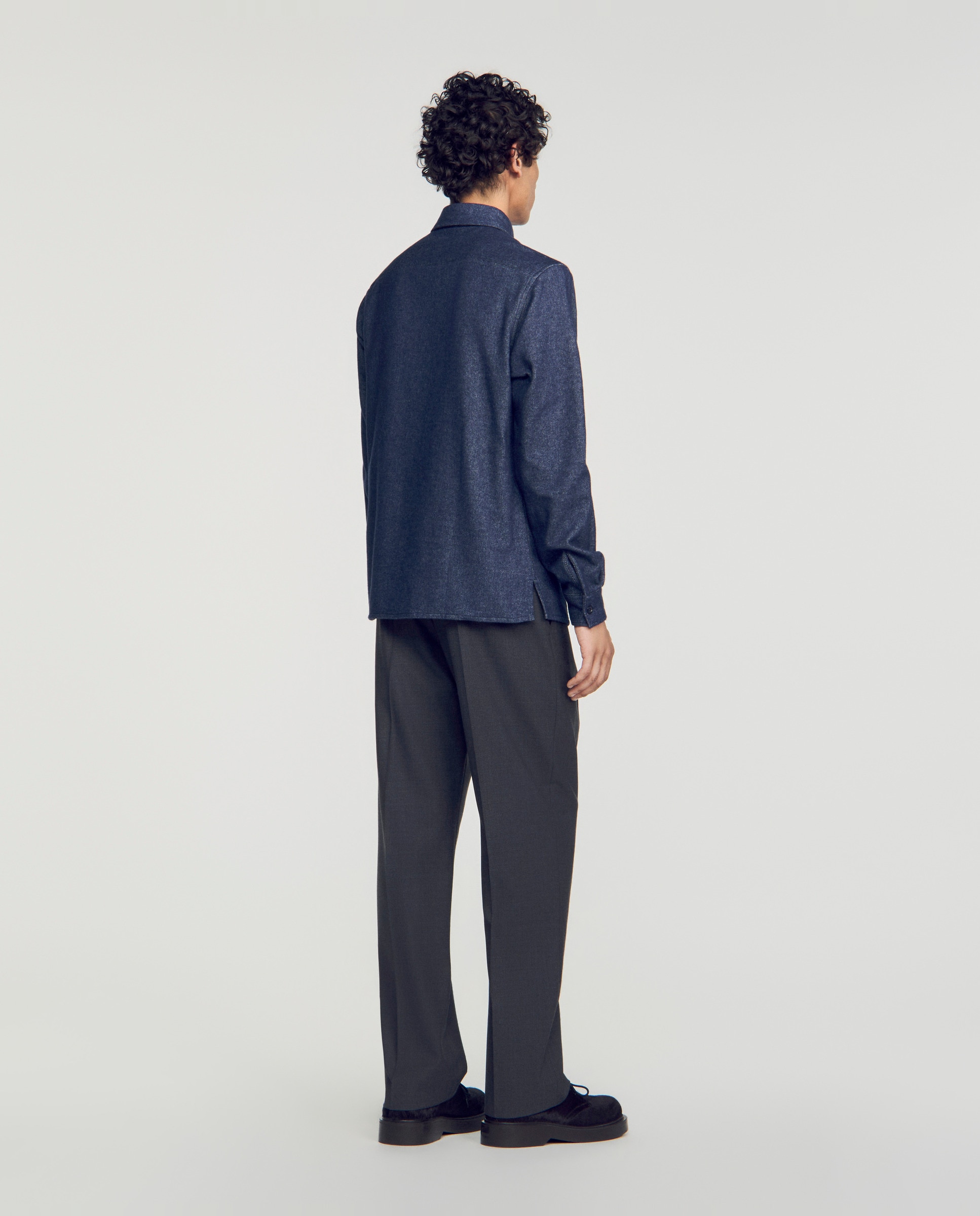 Sobrecamisa de hombre corte ancho efecto denim - Sandro - Azul Azul-2
