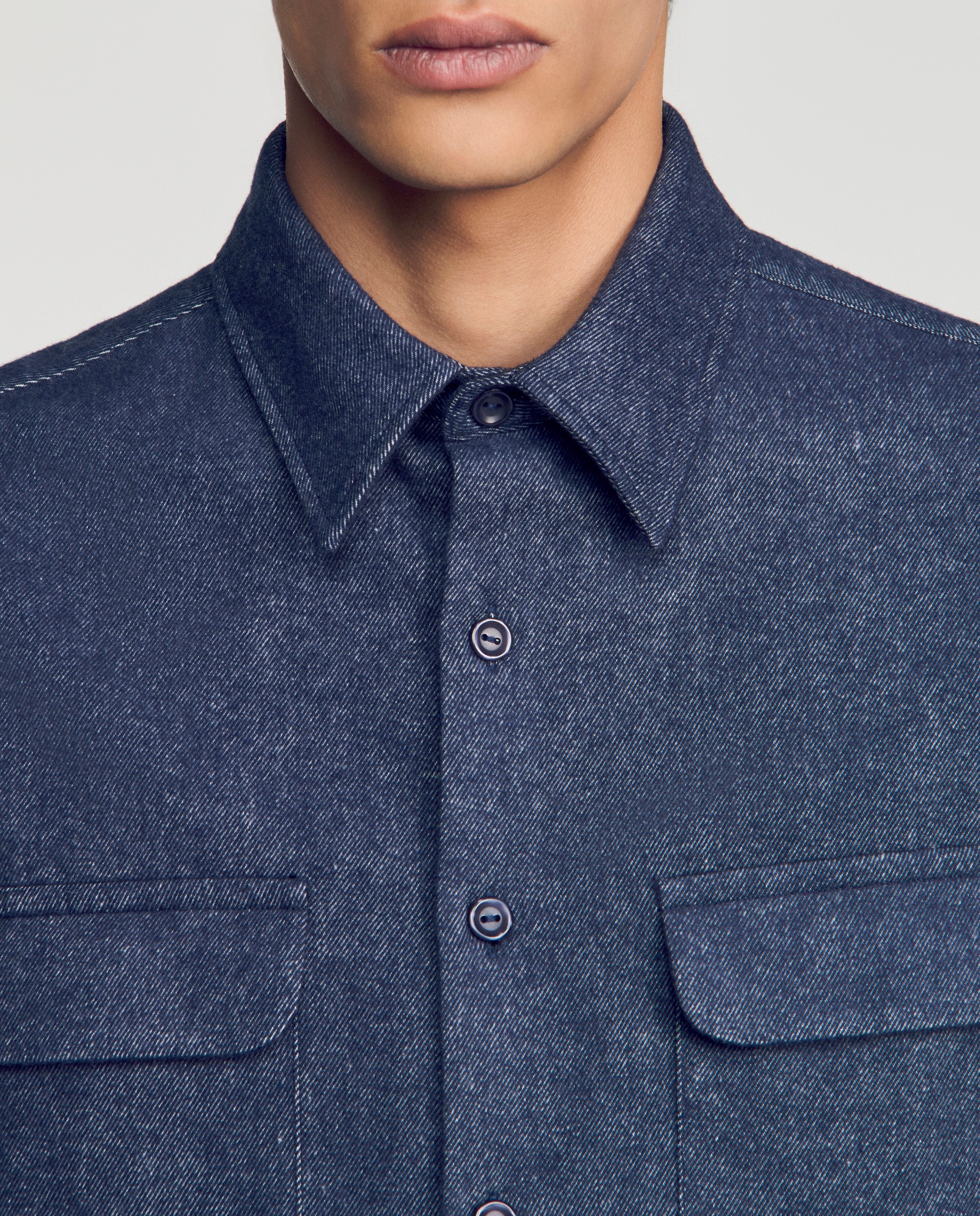 Sobrecamisa de hombre corte ancho efecto denim - Sandro - Azul Azul-5