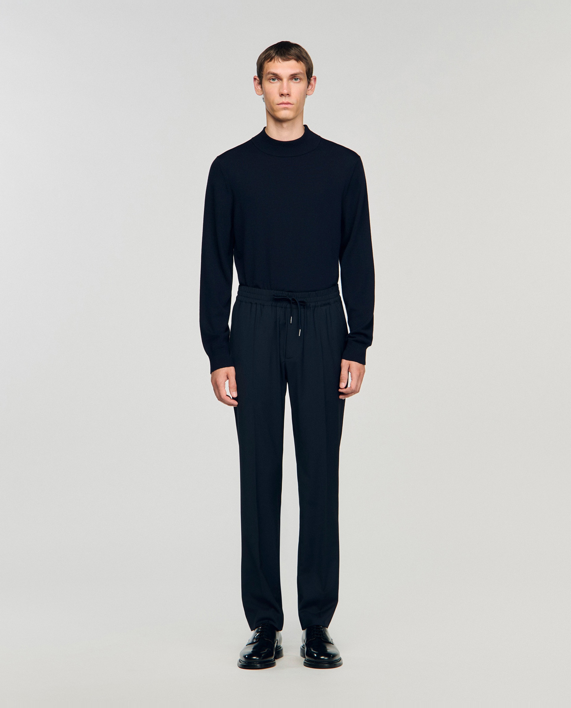 Pantalón jogger de hombre cordón ajuste lana - Sandro - Azul marino Azul marino-1